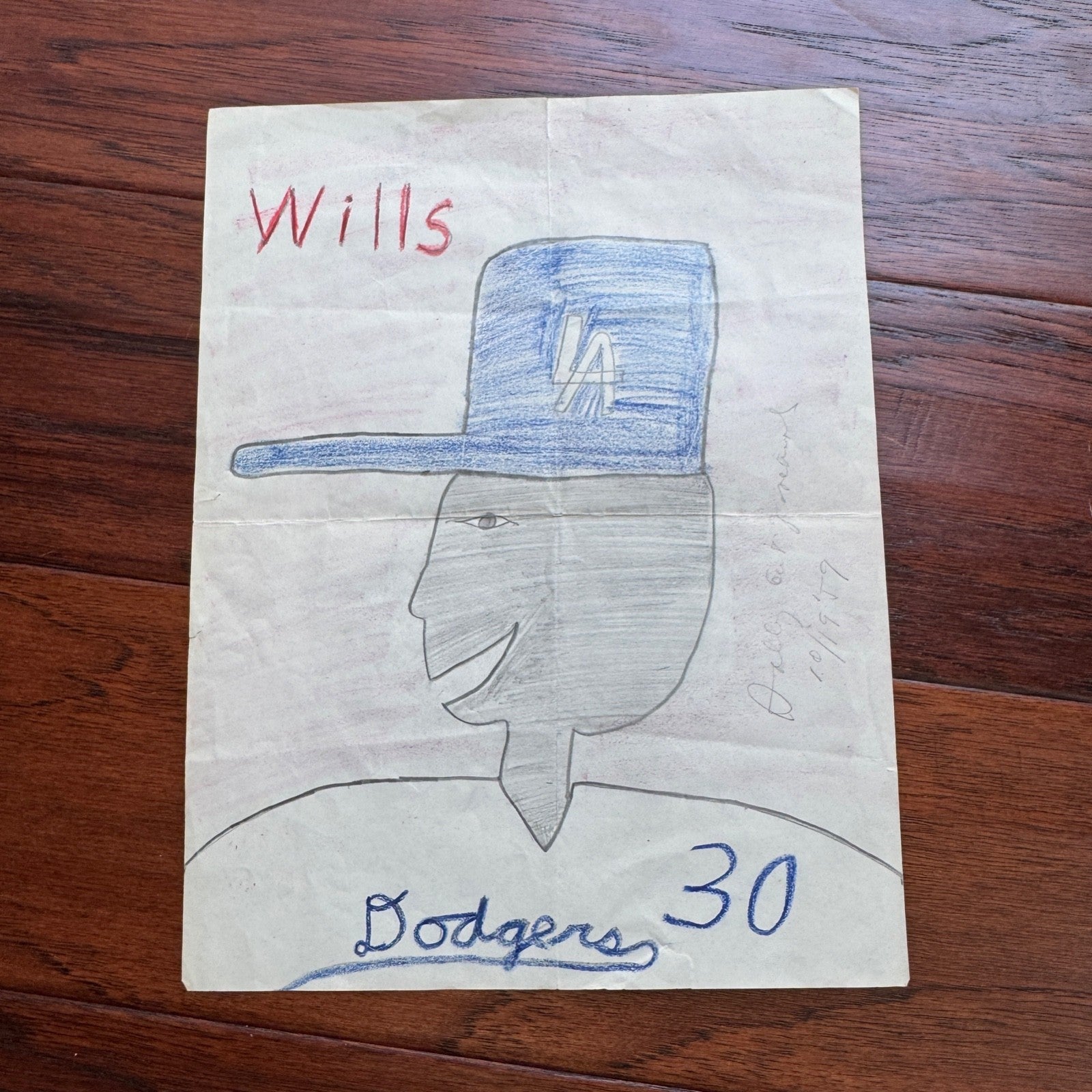 SALLY RIDE * Ride Estate Signed COA * Childhood DODGERS Drawing EX: Smithsonian