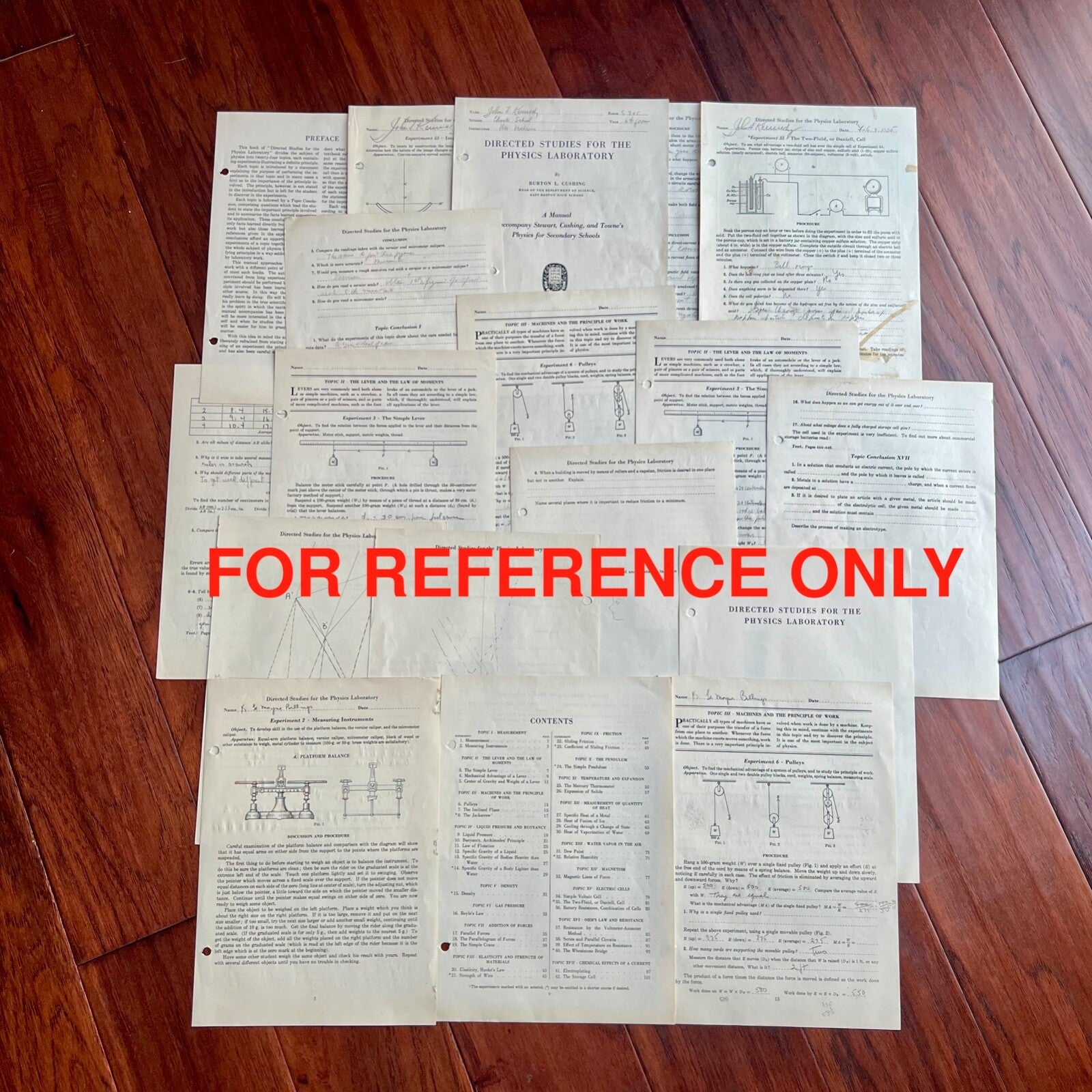 JOHN F. KENNEDY * Physics Lab Notebook Page * Signed by LEM BILLINGS Autograph