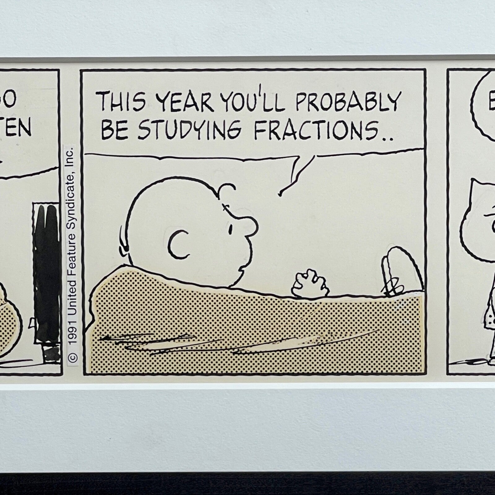 CHARLES SCHULZ * Original Drawn CHARLIE BROWN Artwork Comic Strip * Un Signed