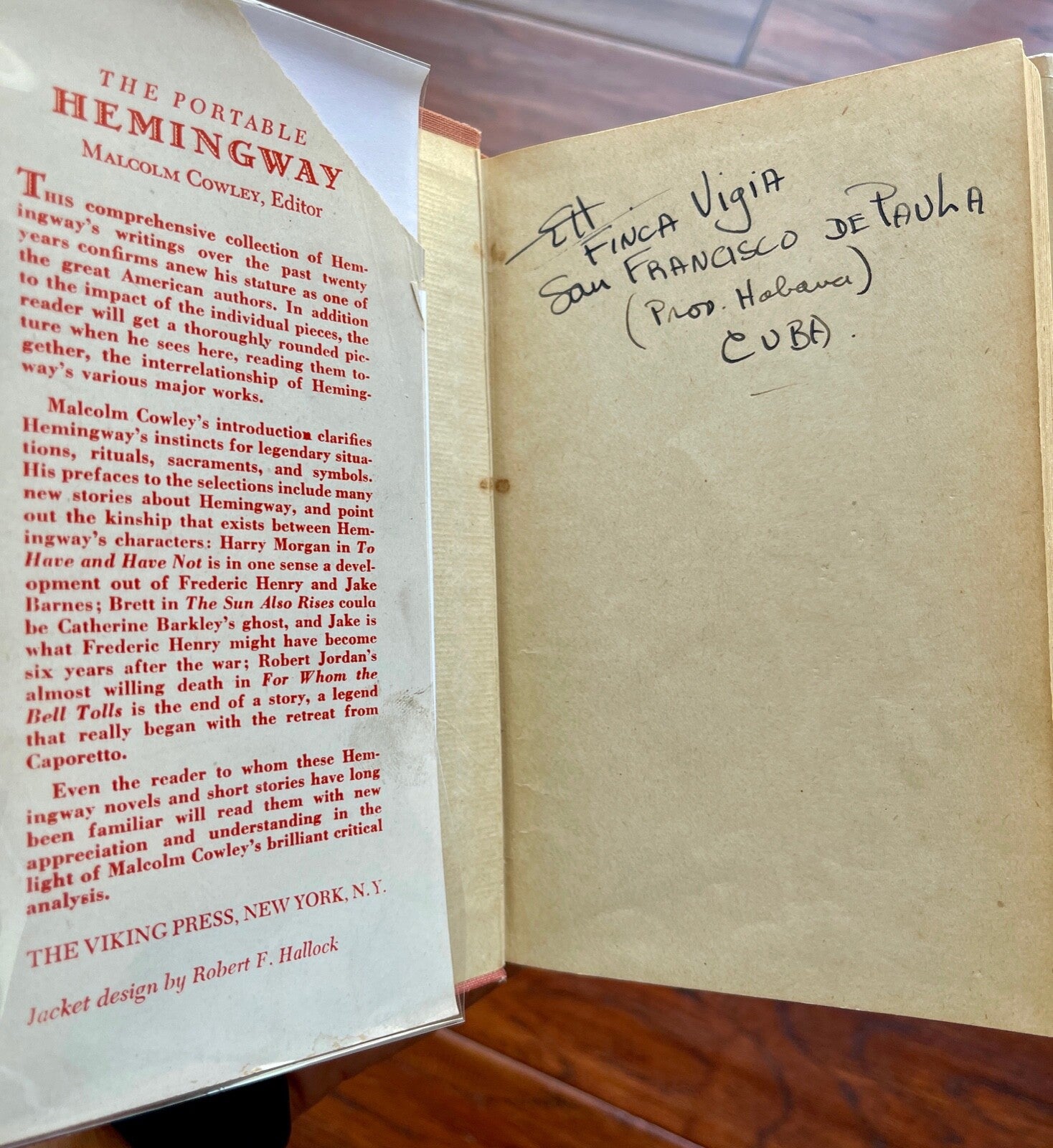 ERNEST HEMINGWAY * JSA * Autograph Book Signed from His Personal Library * Cuba