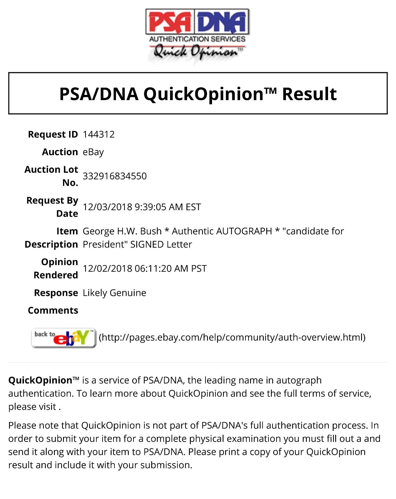 George HW Bush * PSA/DNA * AUTOGRAPH "candidate for President" SIGNED Letter