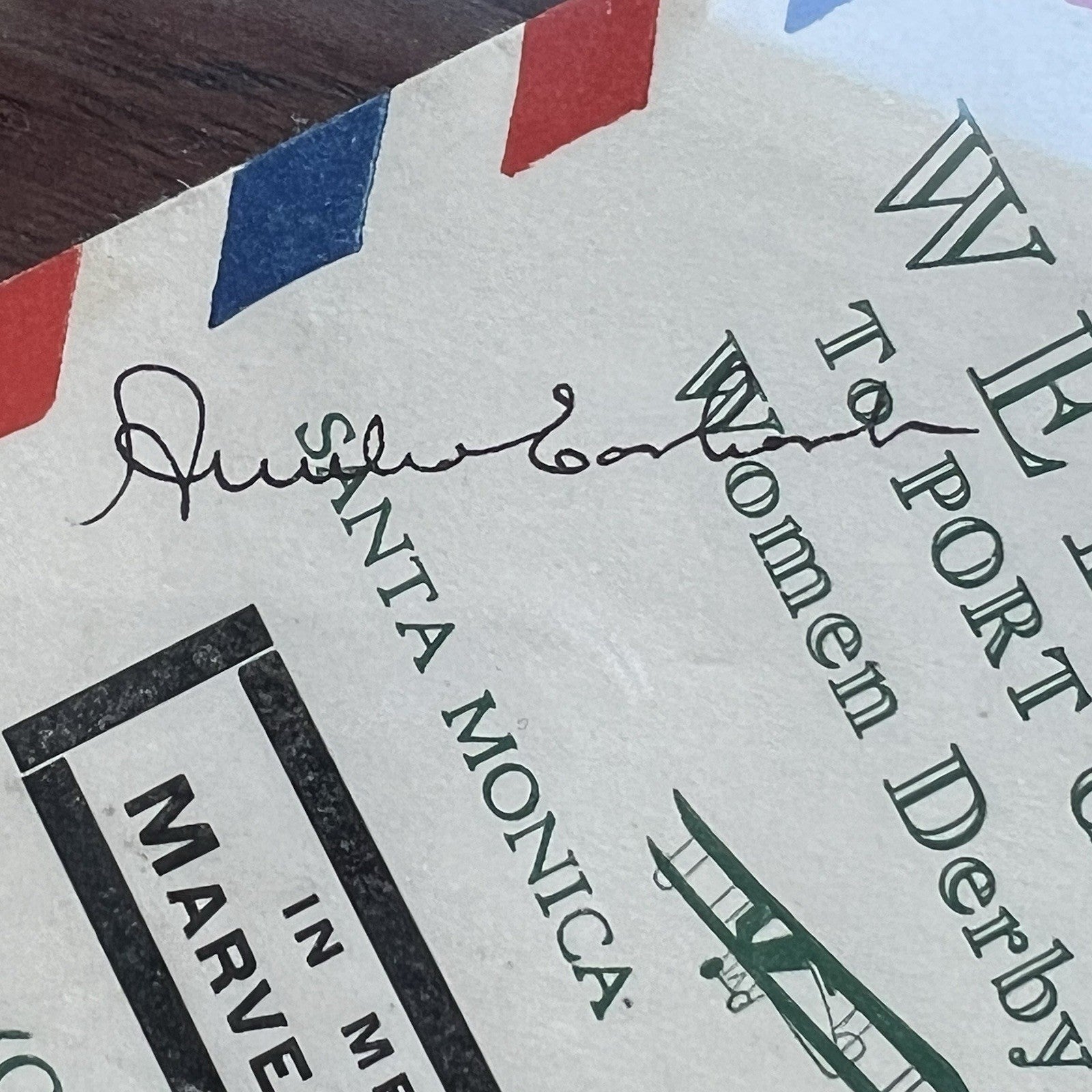 AMELIA EARHART * PSA * Autograph WOMENS AVIATION DERBY Cover Signed * 1929