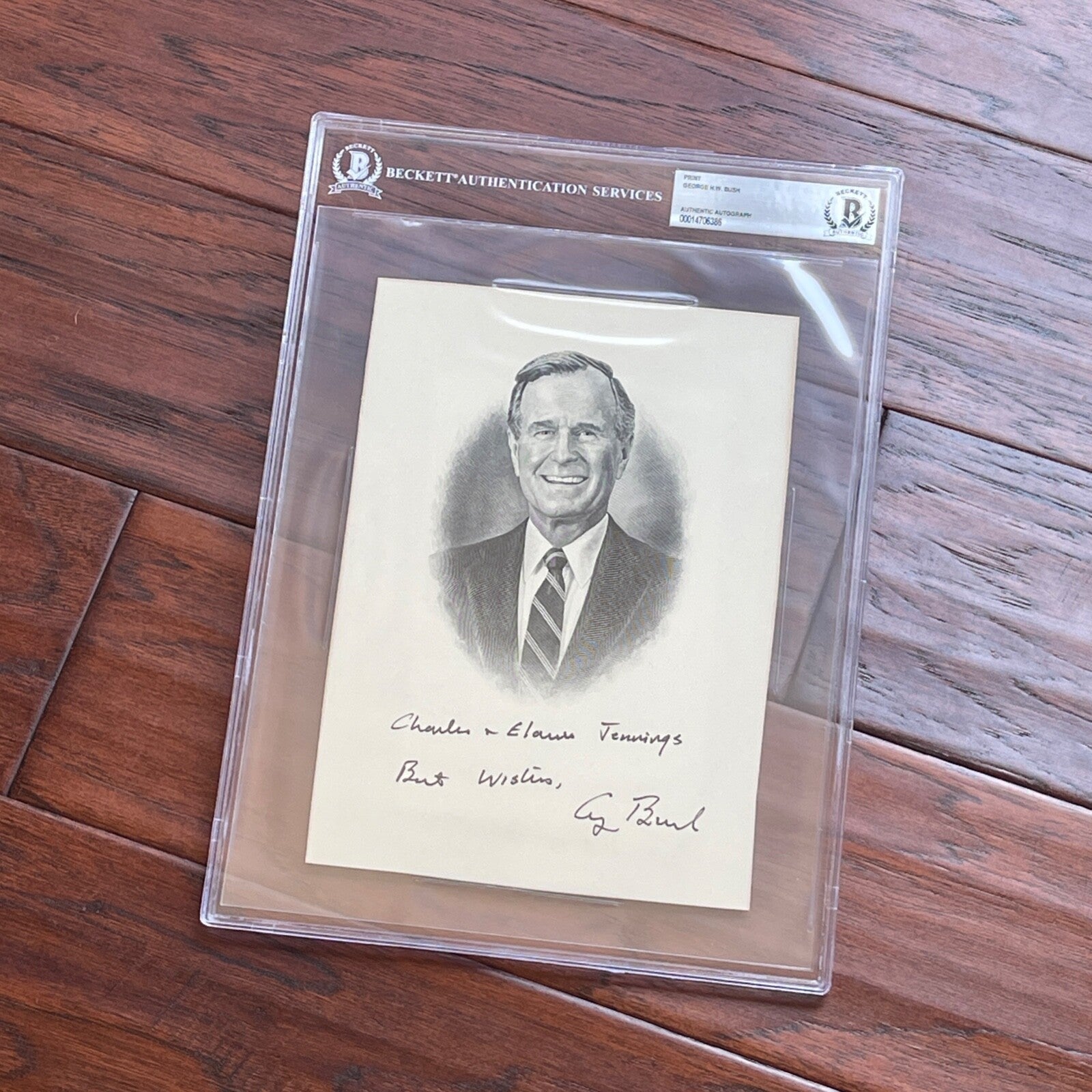George HW Bush * BAS * Autograph Presidential Portrait BEP Engraving Signed