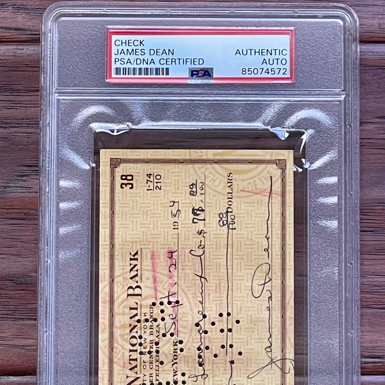 JAMES DEAN * PSA/DNA *  1954 AUTOGRAPH Bank Check SIGNED * Rebel Without a Cause