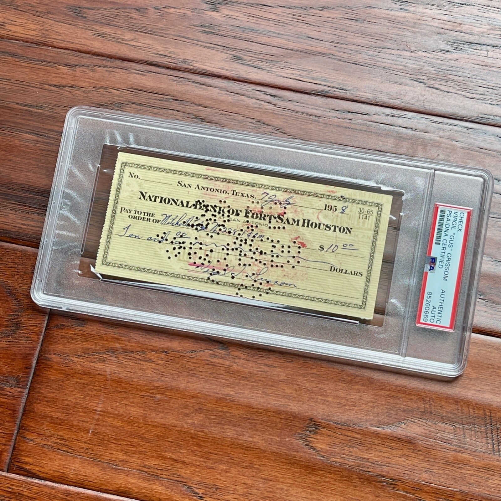 VIRGIL "GUS" GRISSOM * PSA * Autograph BANK CHECK Signed * Apollo 1 Astronaut