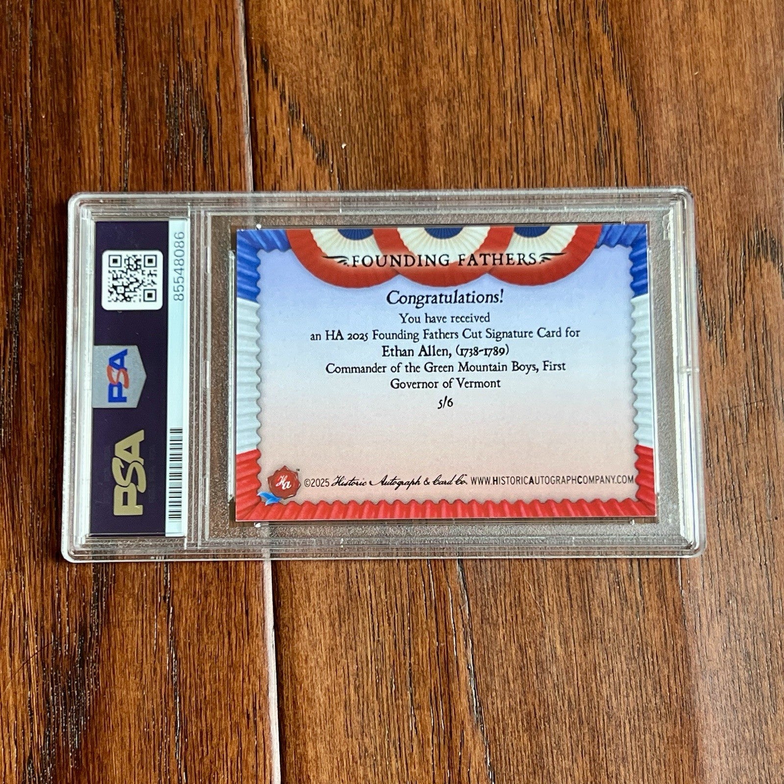 ETHAN ALLEN * PSA * Autograph Cut Signature Card Signed * Revolutionary War