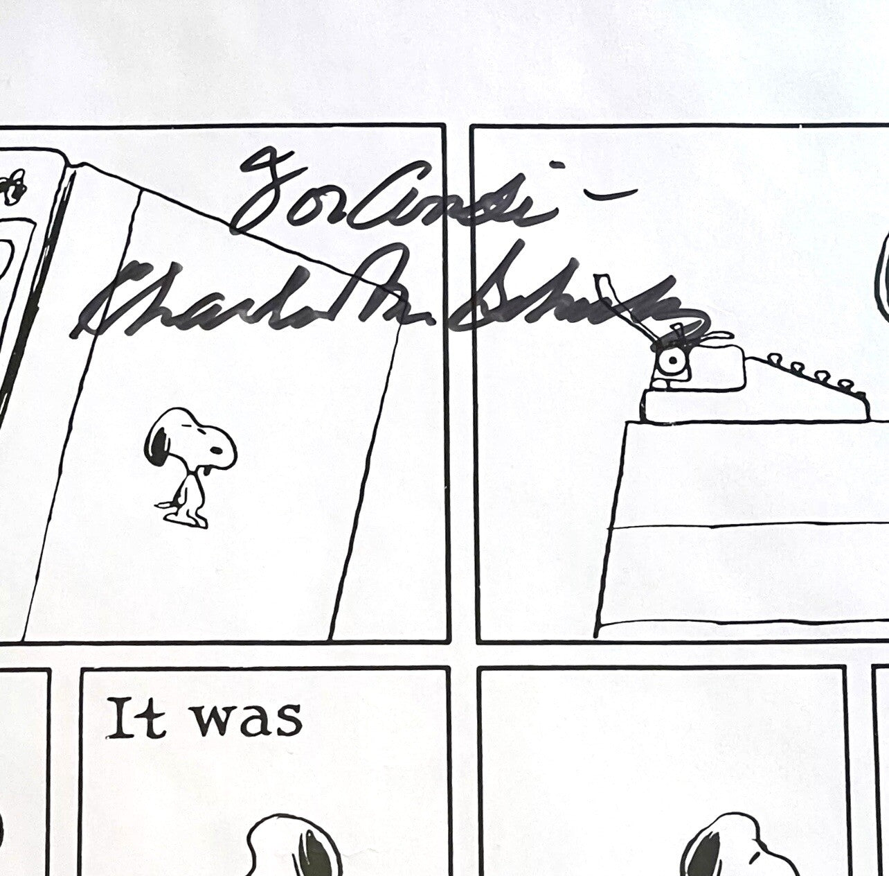 CHARLES M SCHULZ * PSA * Autograph SNOOPY "Good Writing" Peanuts XL Strip Signed