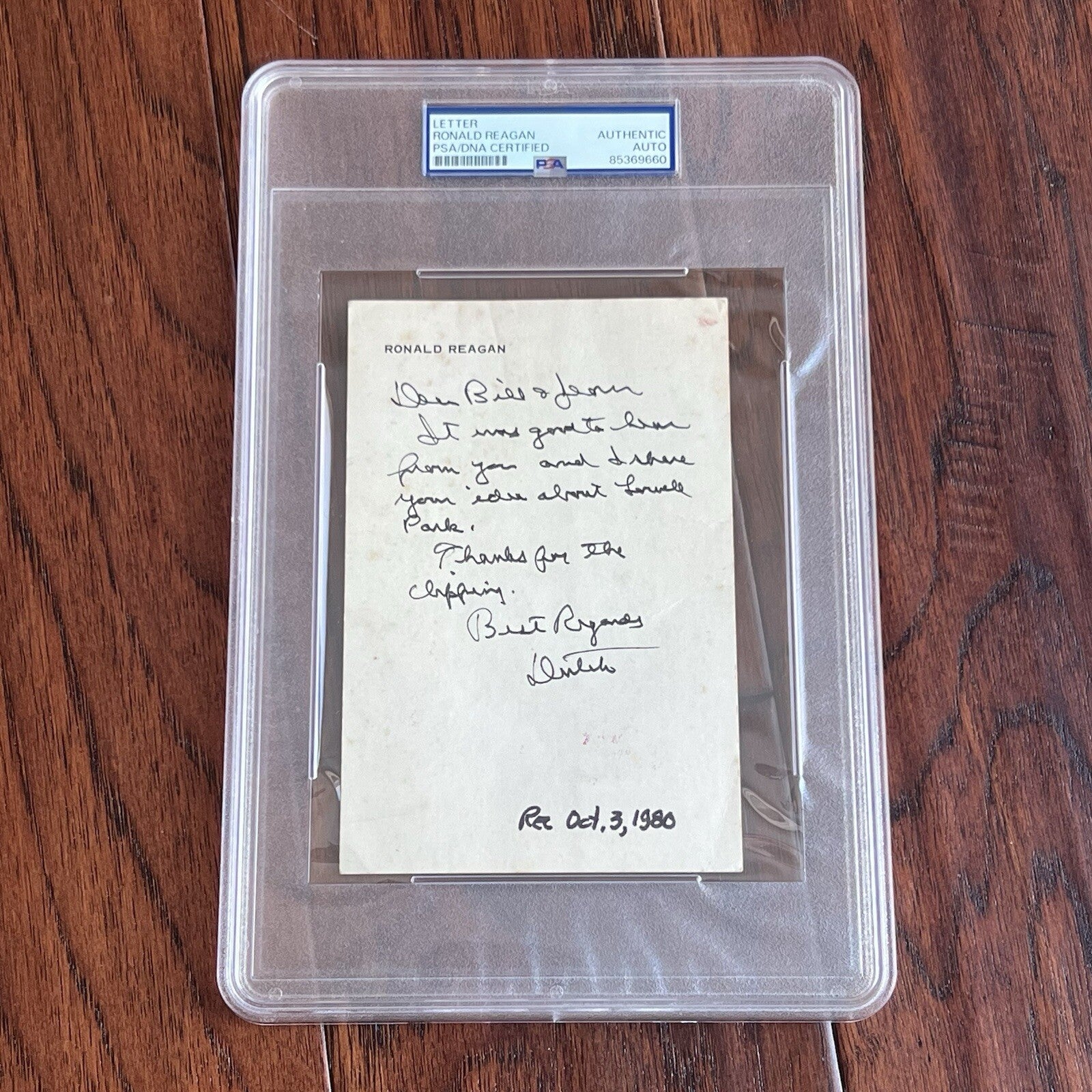 RONALD REAGAN * PSA * Handwritten Autograph Letter Signed Dutch 1980 Election