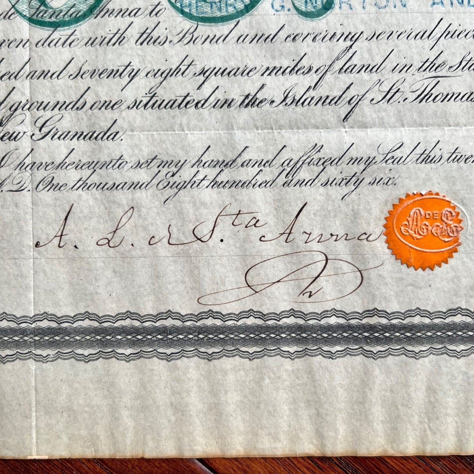 ANTONIO LOPEZ DE SANTA ANNA * PSA/DNA * Autograph Bond Certificate Signed Alamo