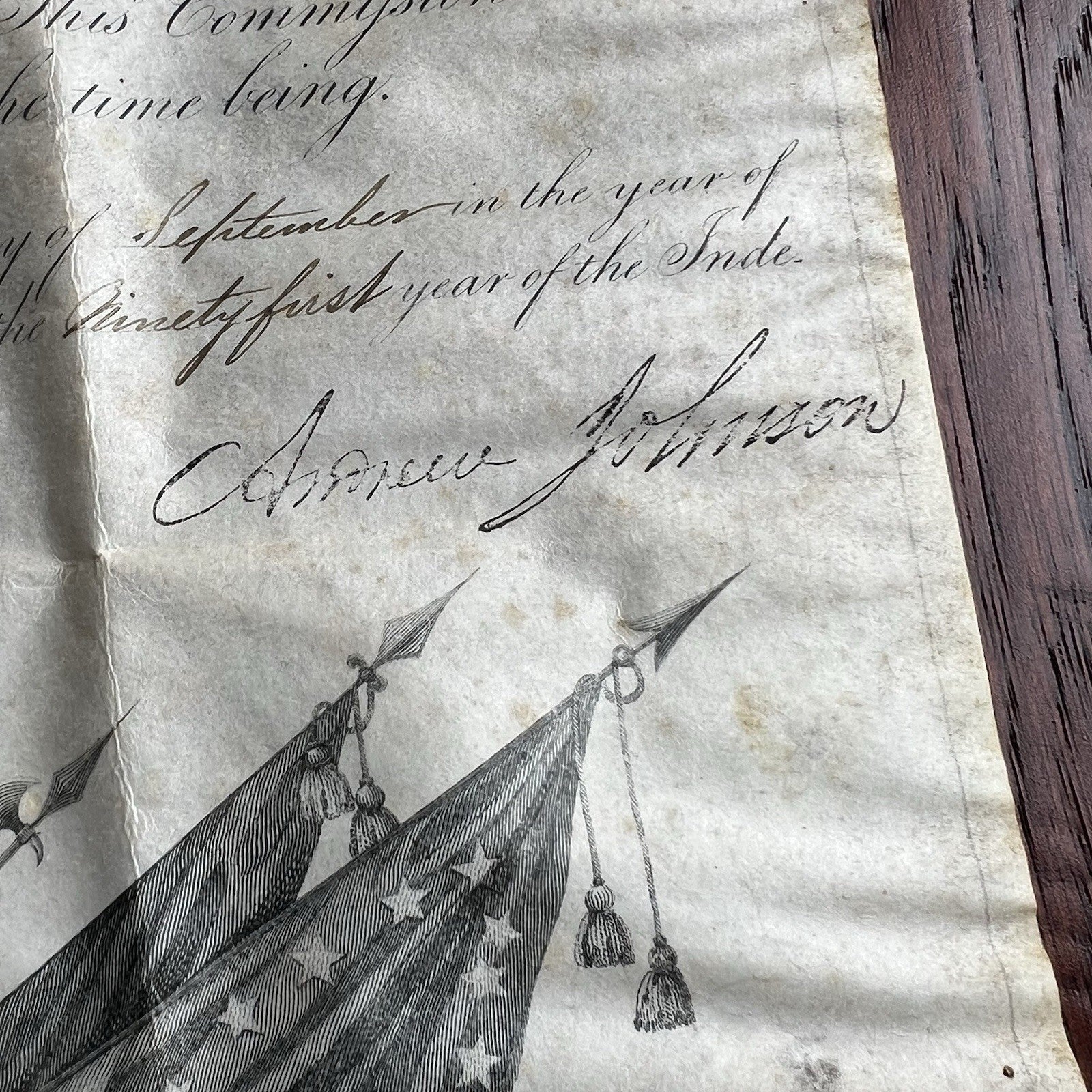 ANDREW JOHNSON & EDWIN STANTON  Stamped Signatures Military Appointment “Signed”