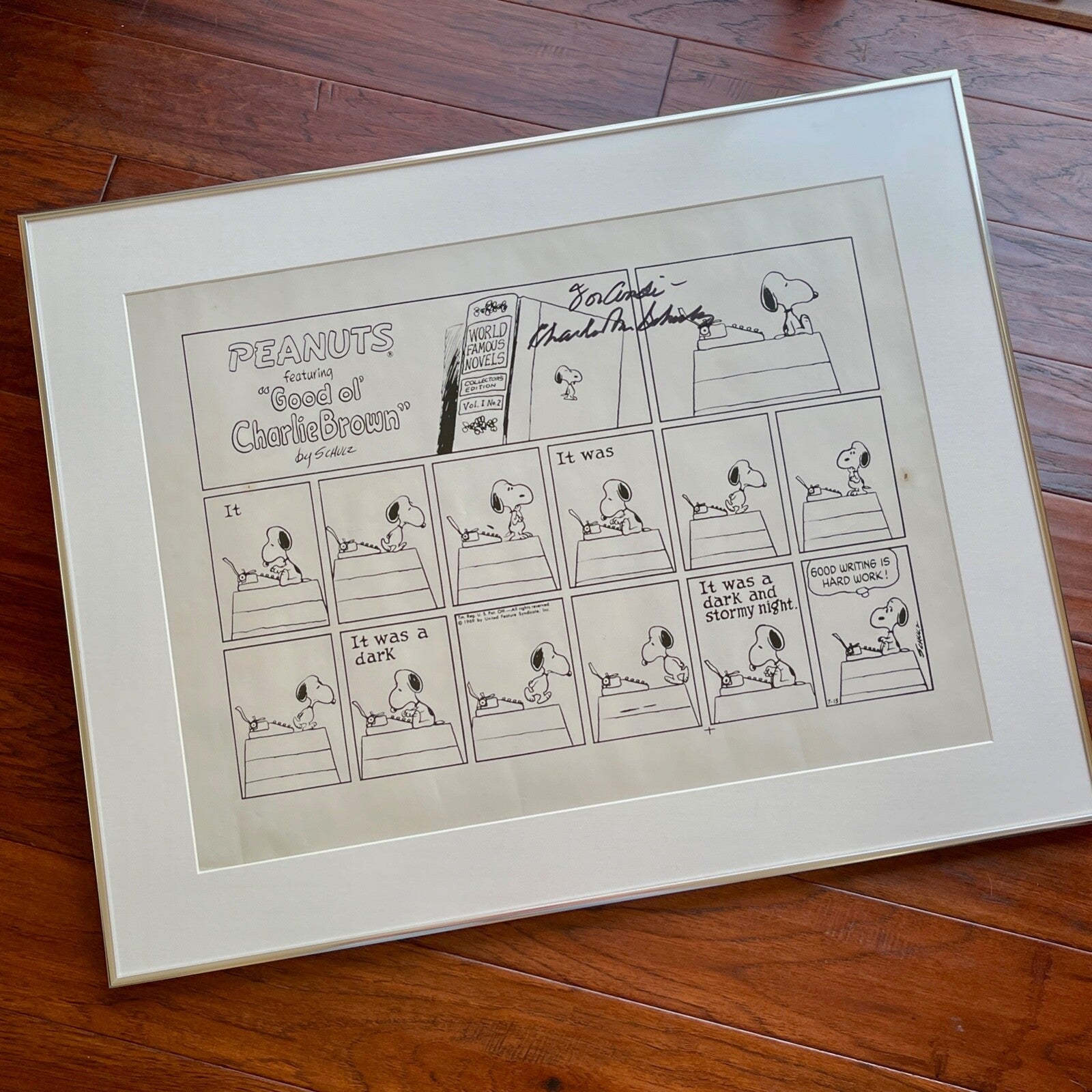 CHARLES M SCHULZ * PSA * Autograph SNOOPY "Good Writing" Peanuts XL Strip Signed