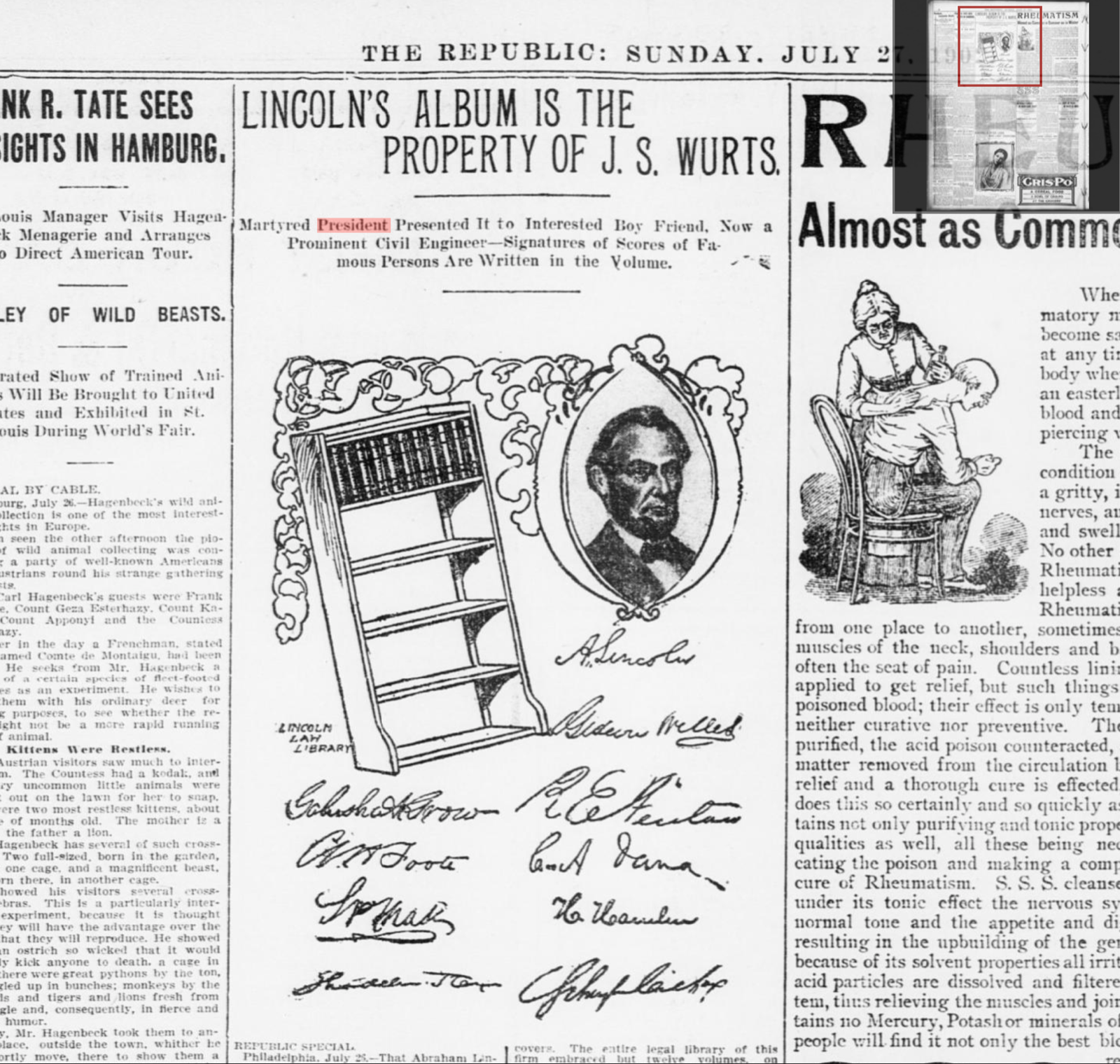 ABRAHAM LINCOLN * PSA * His PERSONAL AUTOGRAPH ALBUM Signed * EMANCIPATION Day