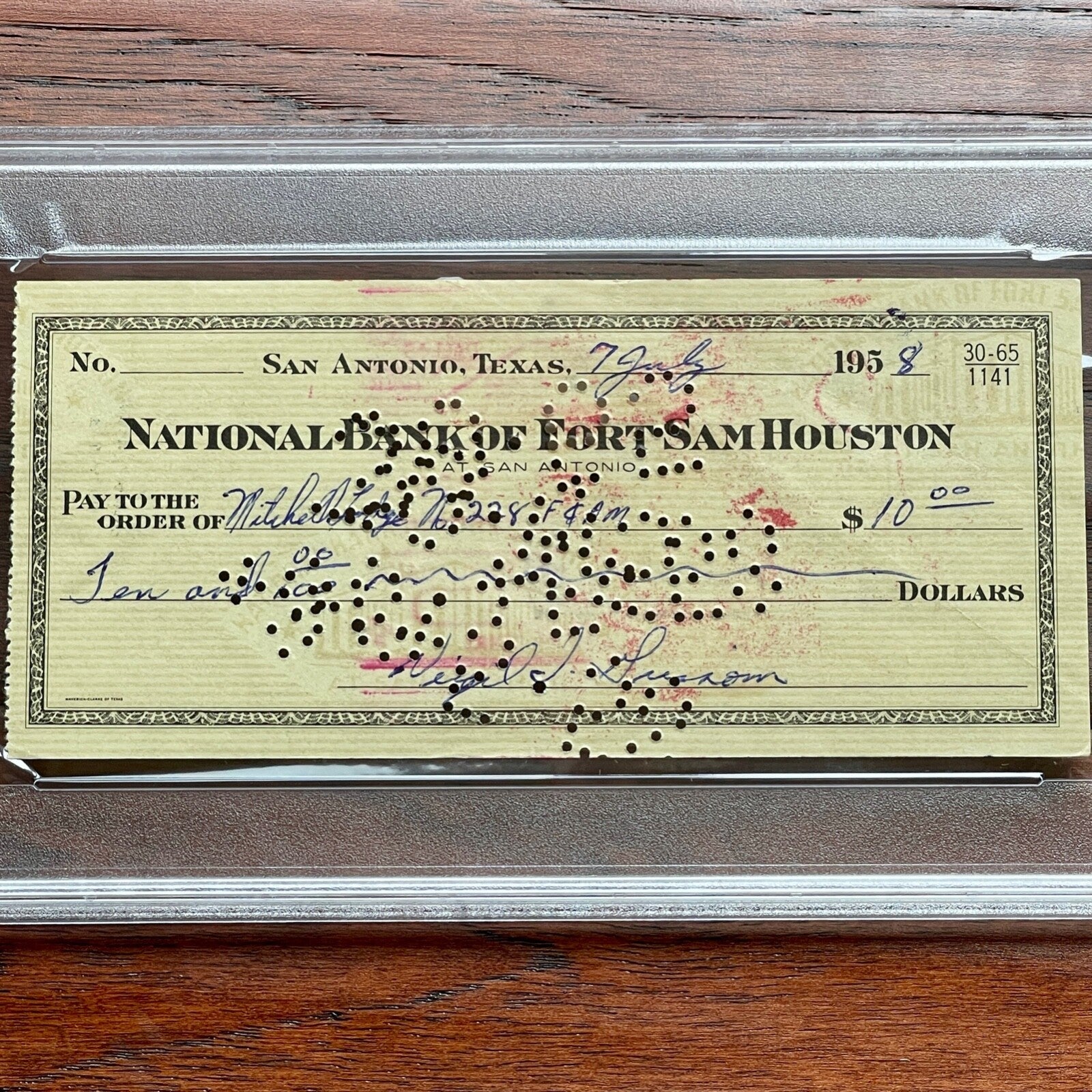 VIRGIL "GUS" GRISSOM * PSA * Autograph BANK CHECK Signed * Apollo 1 Astronaut