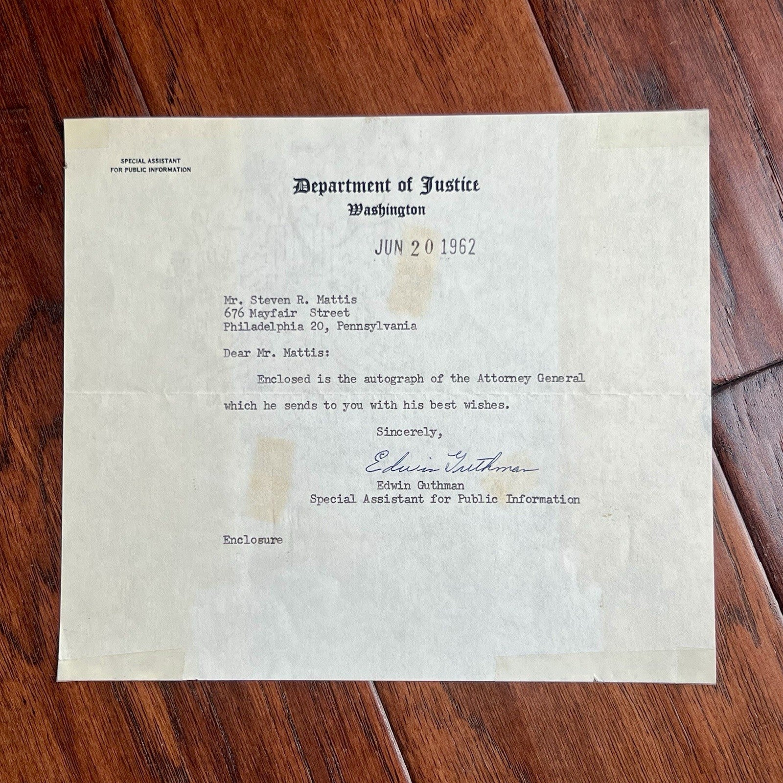 ROBERT F. KENNEDY * PSA * Autograph ATTORNEY GENERAL Business Card Signed * 1962