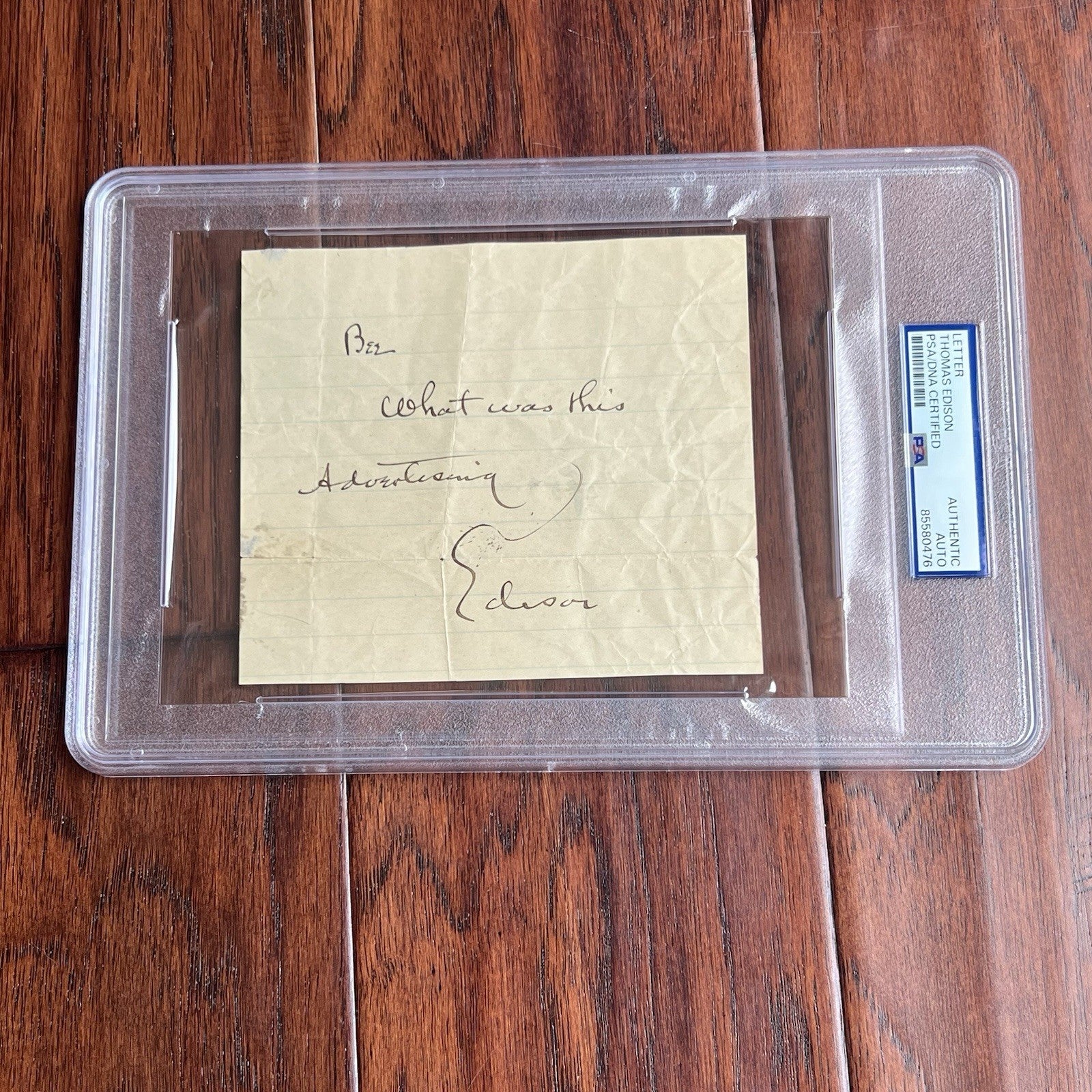 THOMAS EDISON * PSA/DNA * Autograph Handwritten Advertising Note Signed