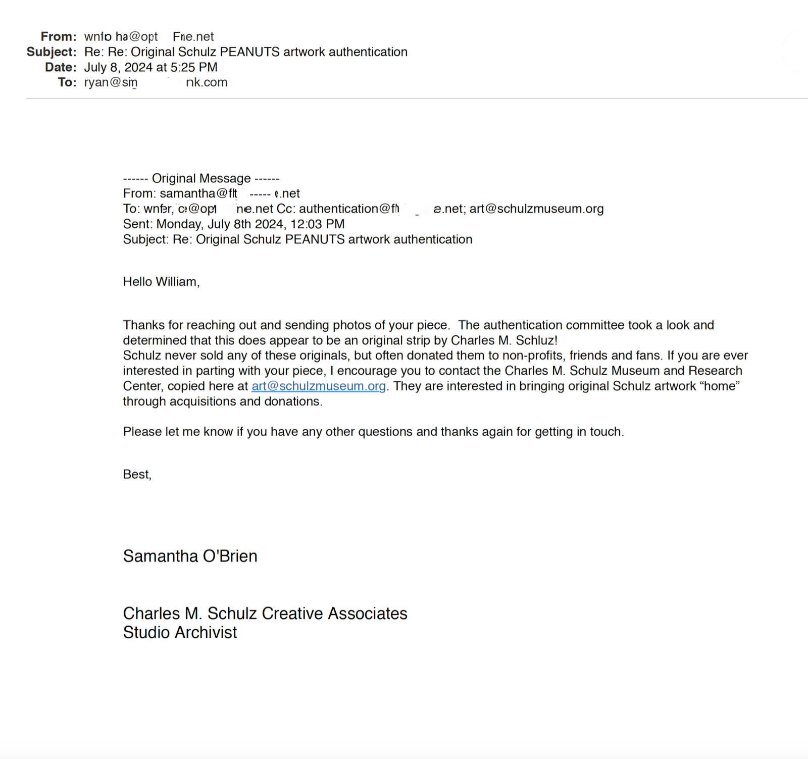 CHARLES SCHULZ * Original Drawn CHARLIE BROWN Artwork Comic Strip * Un Signed