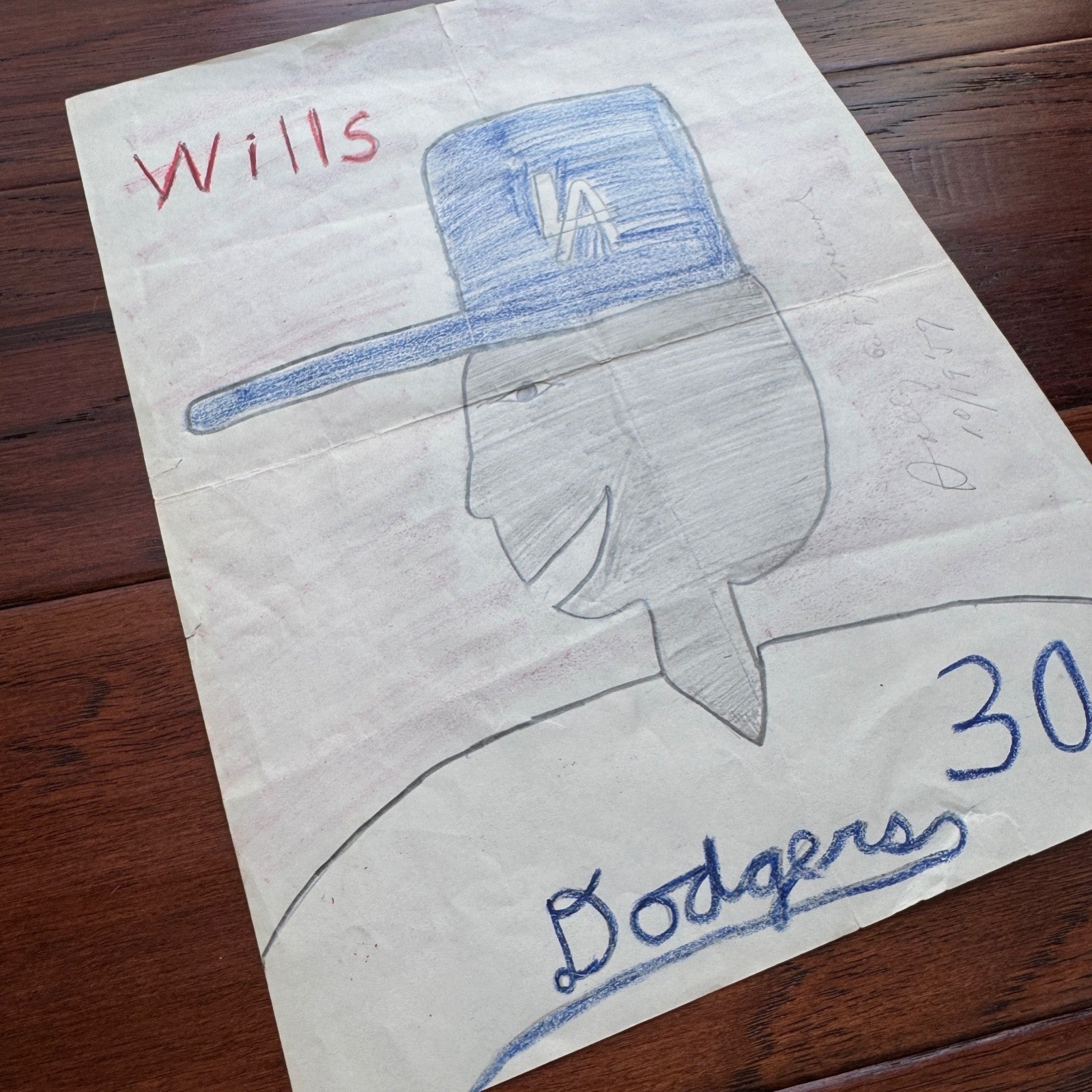 SALLY RIDE * Ride Estate Signed COA * Childhood DODGERS Drawing EX: Smithsonian