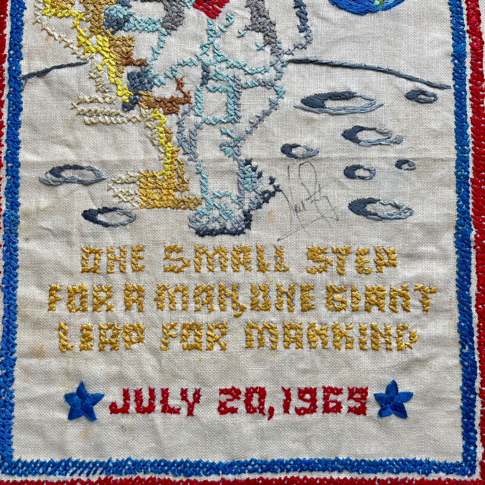 NEIL ARMSTRONG * JSA * Autograph “ONE SMALL STEP” Embroidery Signed * APOLLO 11