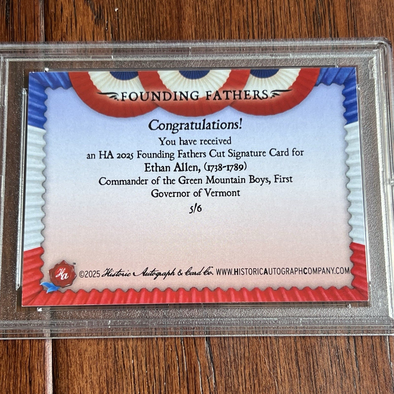 ETHAN ALLEN * PSA * Autograph Cut Signature Card Signed * Revolutionary War