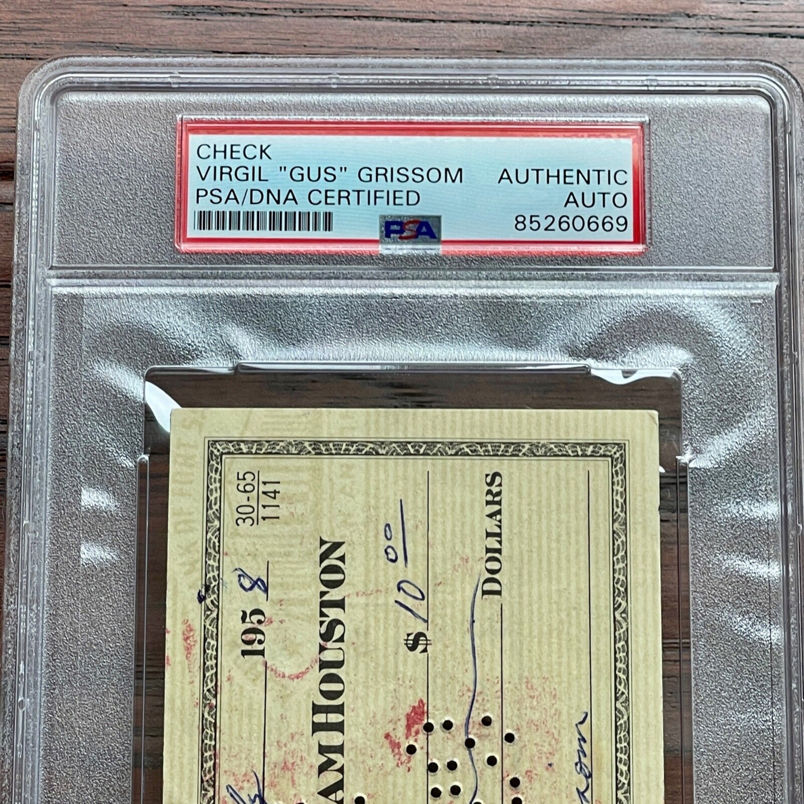 VIRGIL "GUS" GRISSOM * PSA * Autograph BANK CHECK Signed * Apollo 1 Astronaut