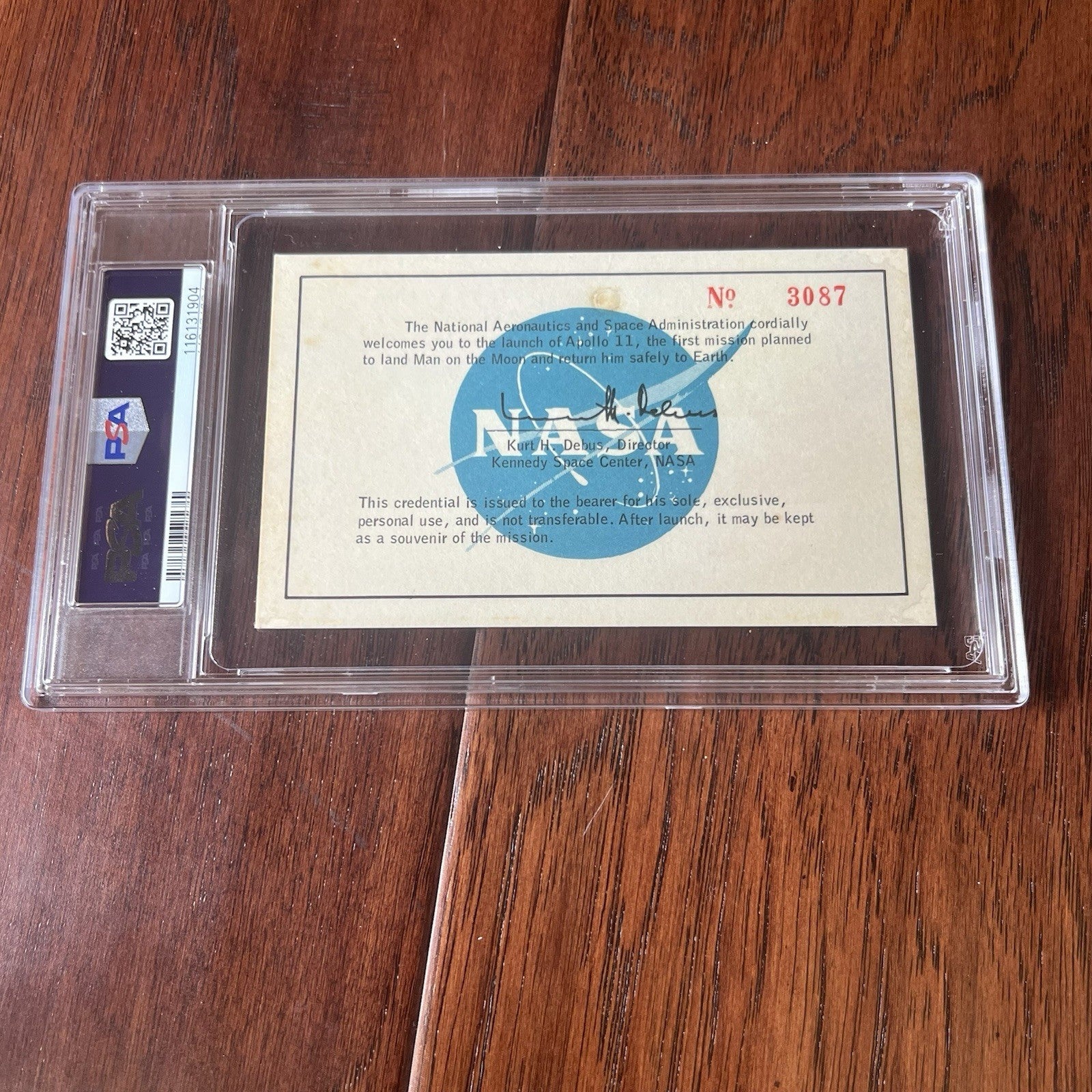 APOLLO 11 * PSA * NASA Blue VIP LAUNCH PASS 1969 Moon Landing Ticket Kennedy KSC