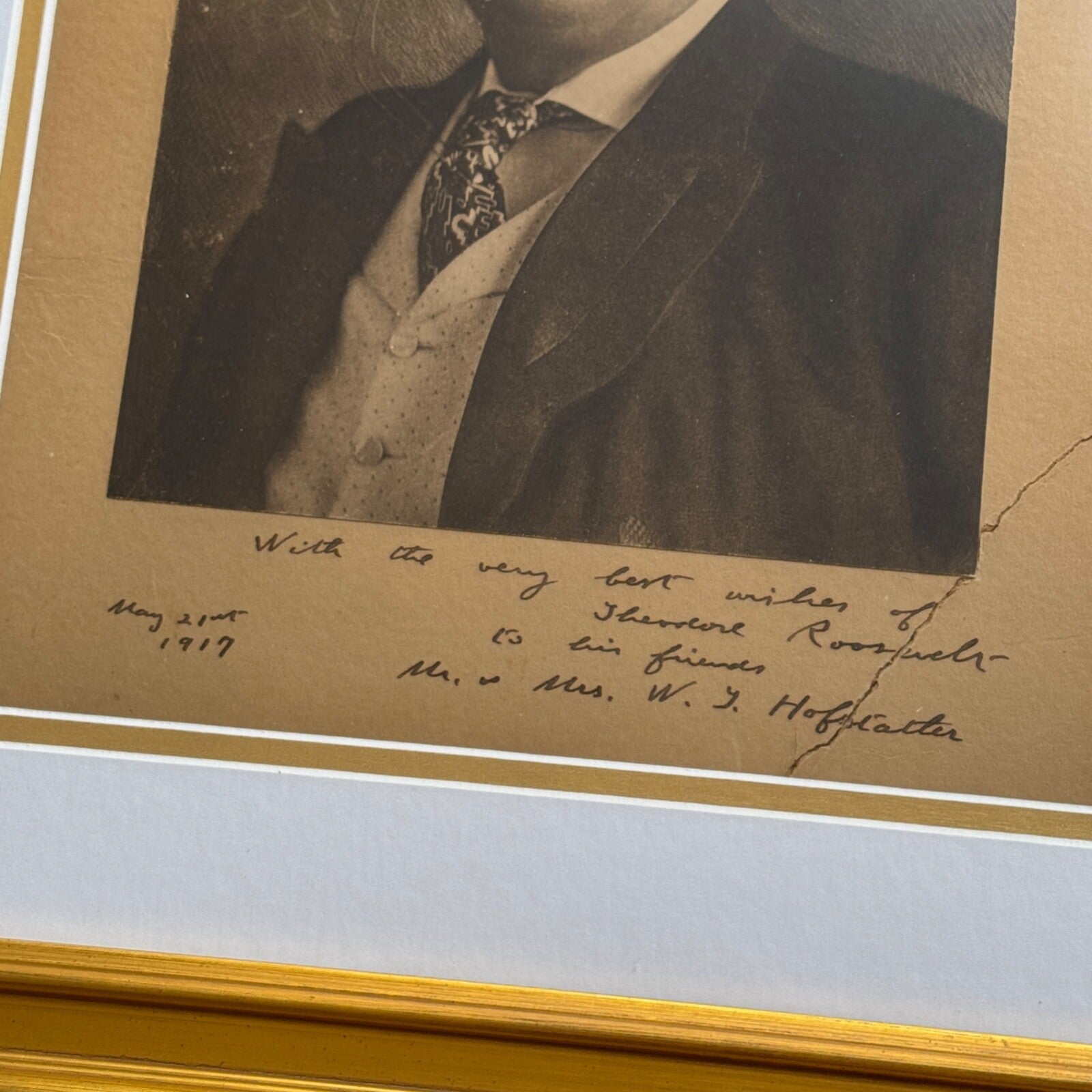 THEODORE ROOSEVELT * PSA/DNA * Autograph Portrait Photo Signed * 1917 Framed