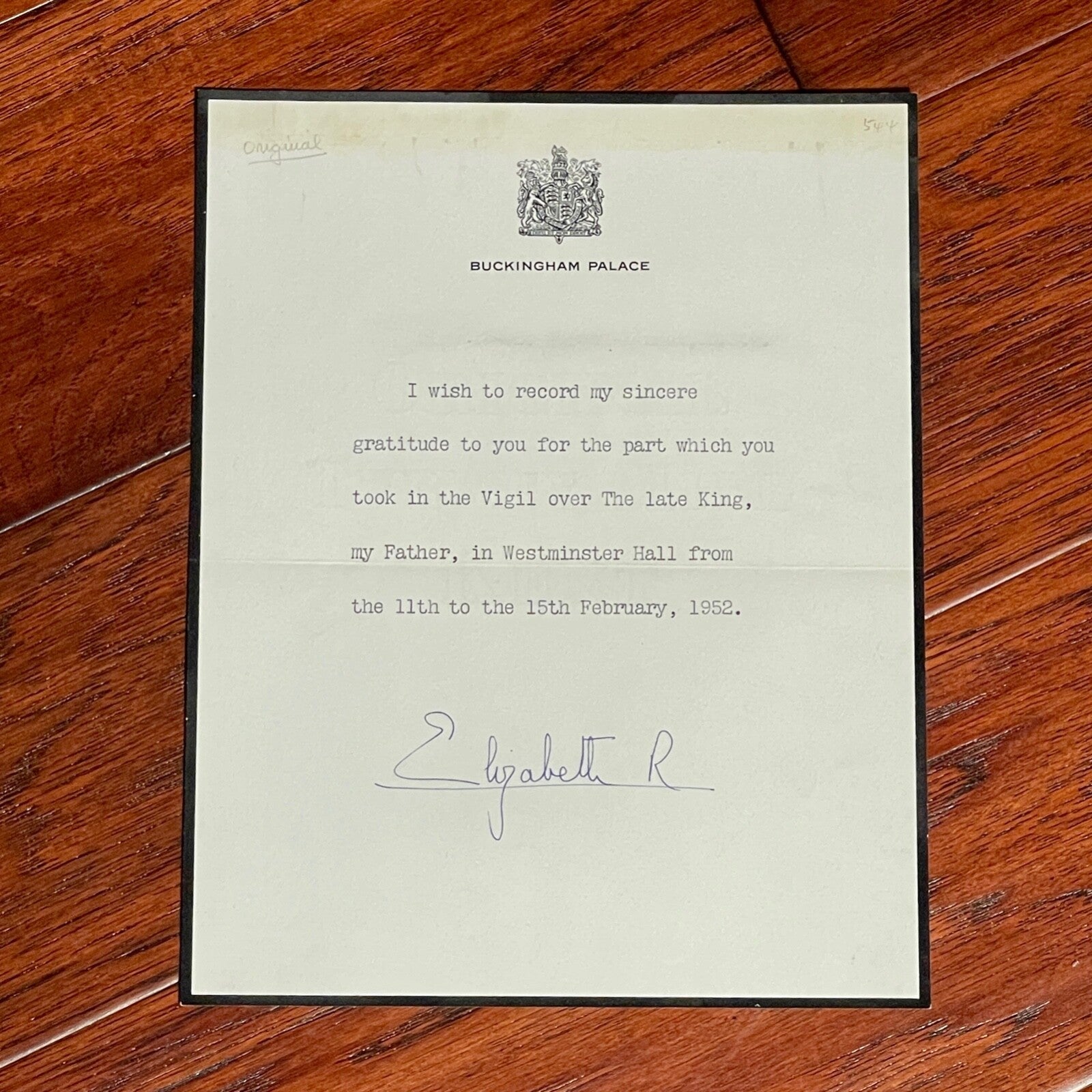 QUEEN ELIZABETH II * JSA * Autograph Letter DEATH OF HER FATHER Signed