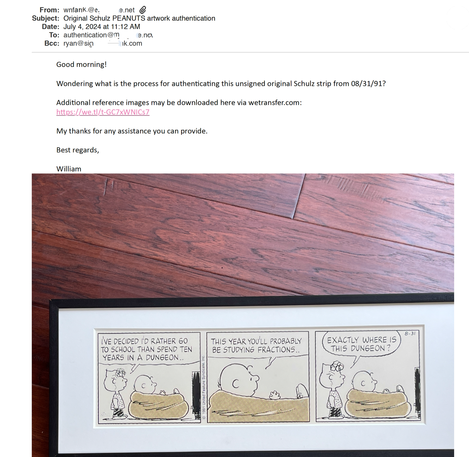 CHARLES SCHULZ * Original Drawn CHARLIE BROWN Artwork Comic Strip * Un Signed