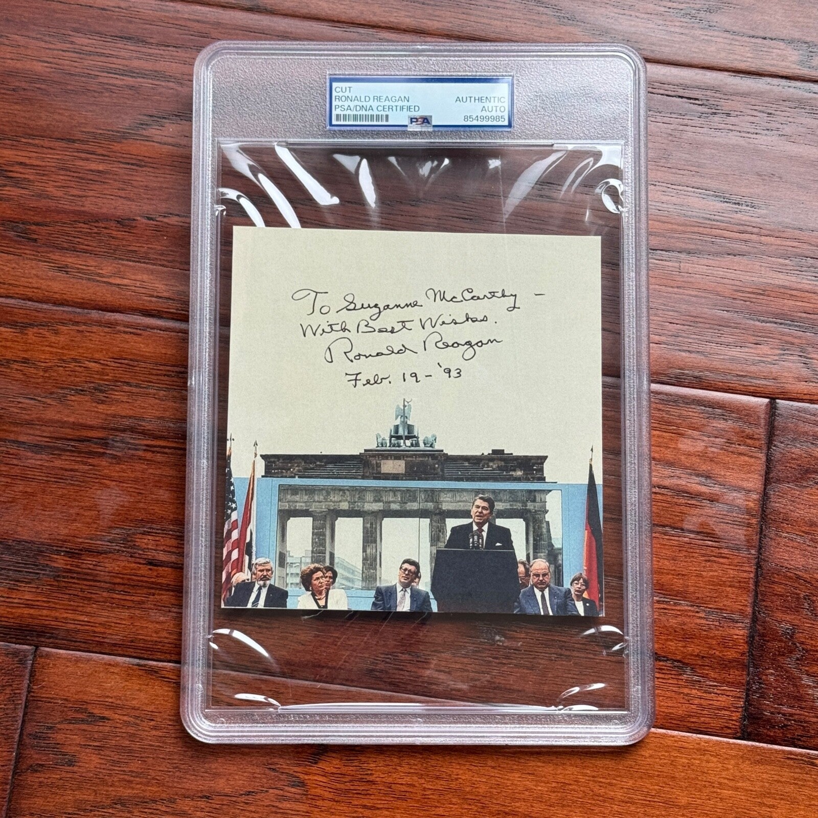 RONALD REAGAN * PSA * Autograph BERLIN WALL Souvenir Photo Signed