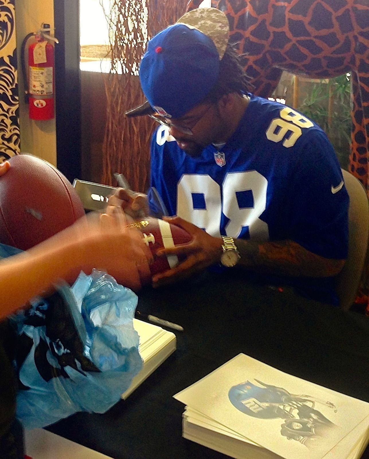 NY Giants * MOORE * DONNELL * JENNINGS 3X Double Signed AUTOGRAPH FOOTBALL Proof