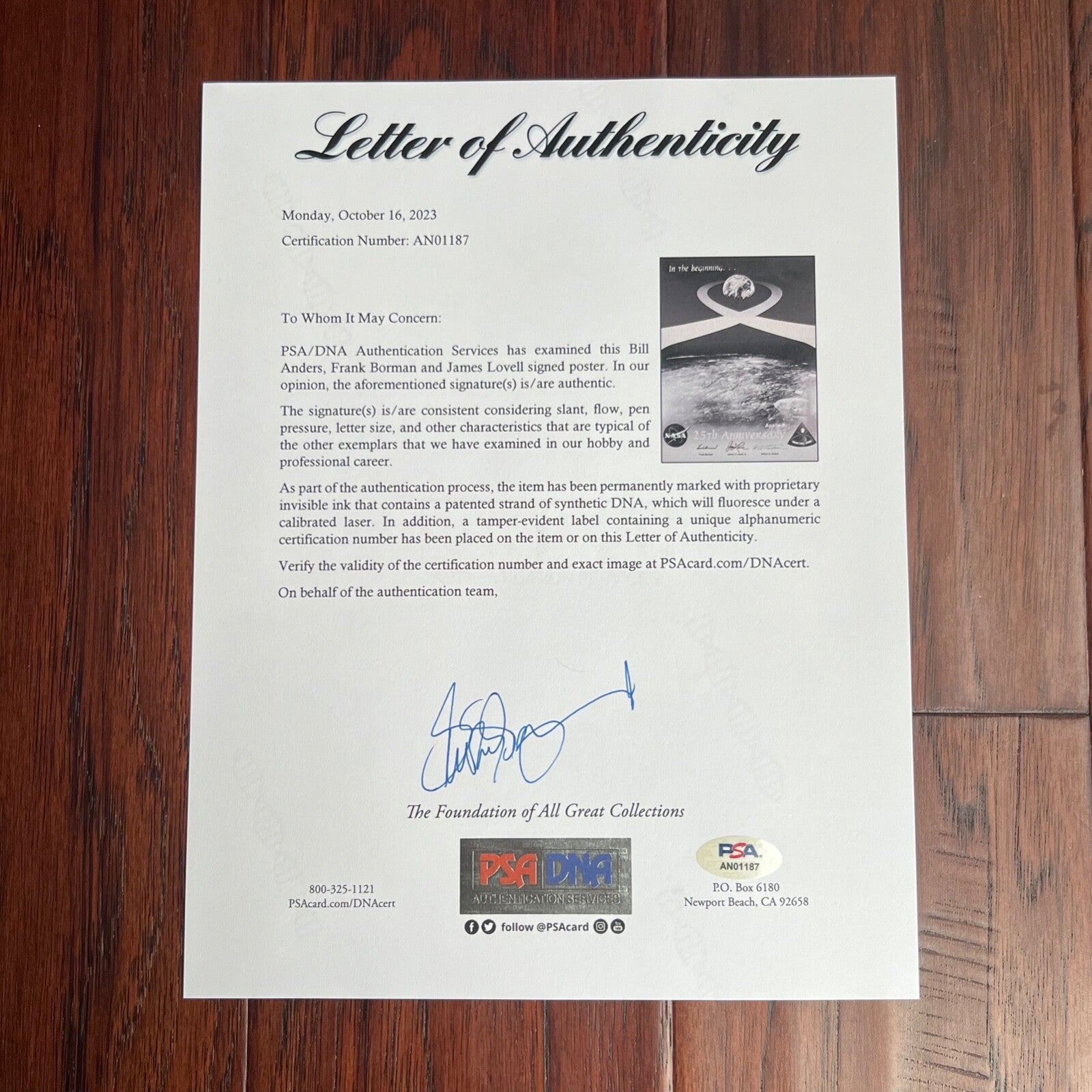 APOLLO 8 CREW SIGNED * WILLIAM BILL ANDERS LOVELL * Autograph Earthrise Poster