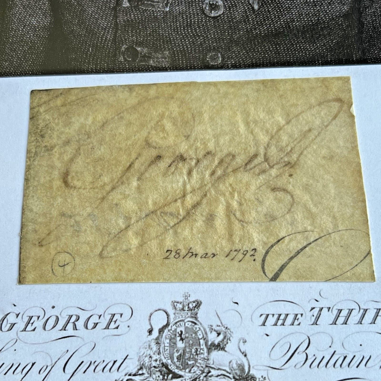 KING GEORGE III * PSA/DNA * Autograph CUT SIGNATURE Engraving Signed * England