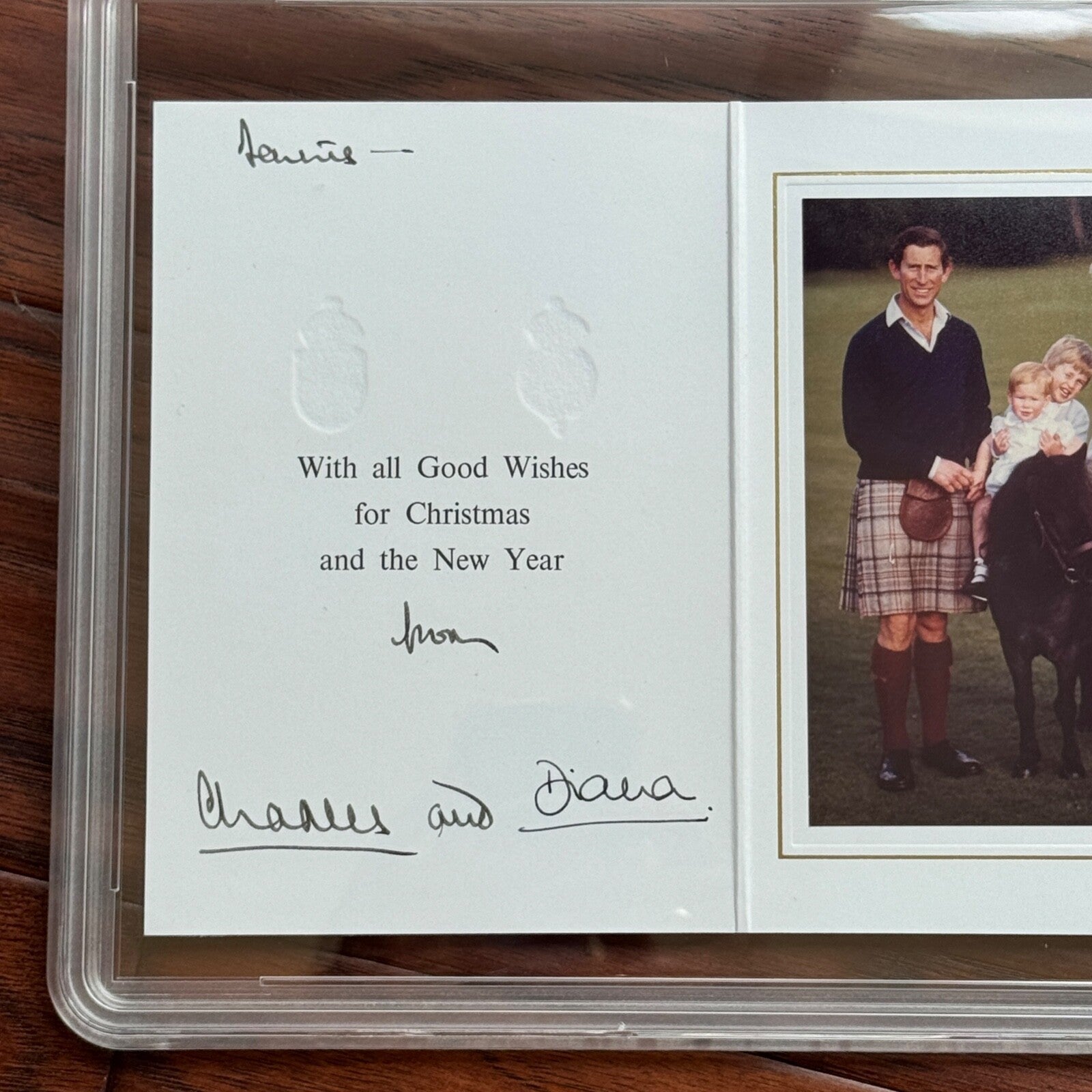 PRINCESS DIANA & KING CHARLES III * PSA * Autograph Family Xmas Card Signed 1985