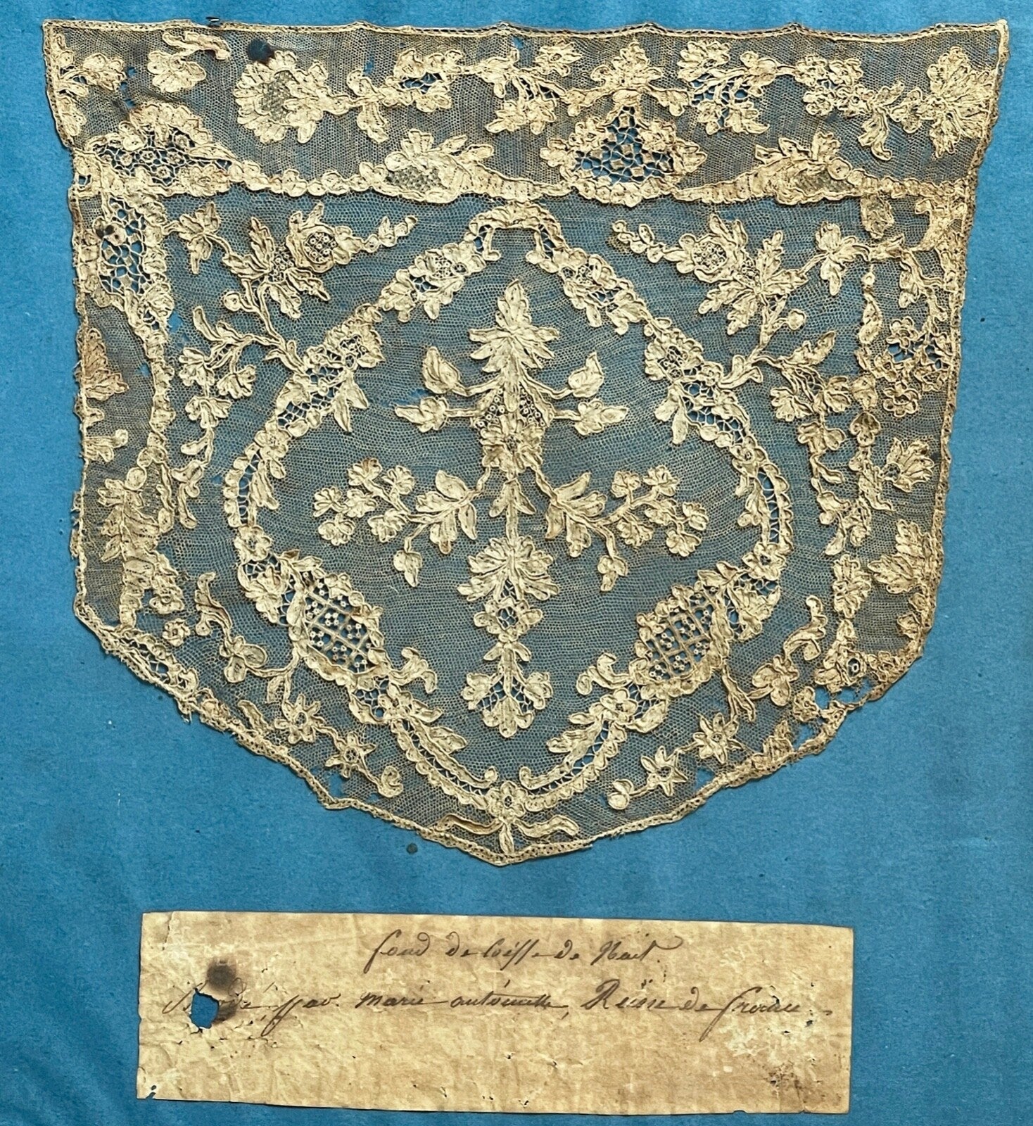 MARIE ANTOINETTE * Lace Nightcap Hand Embroidered By Her Exhibited at Versailles