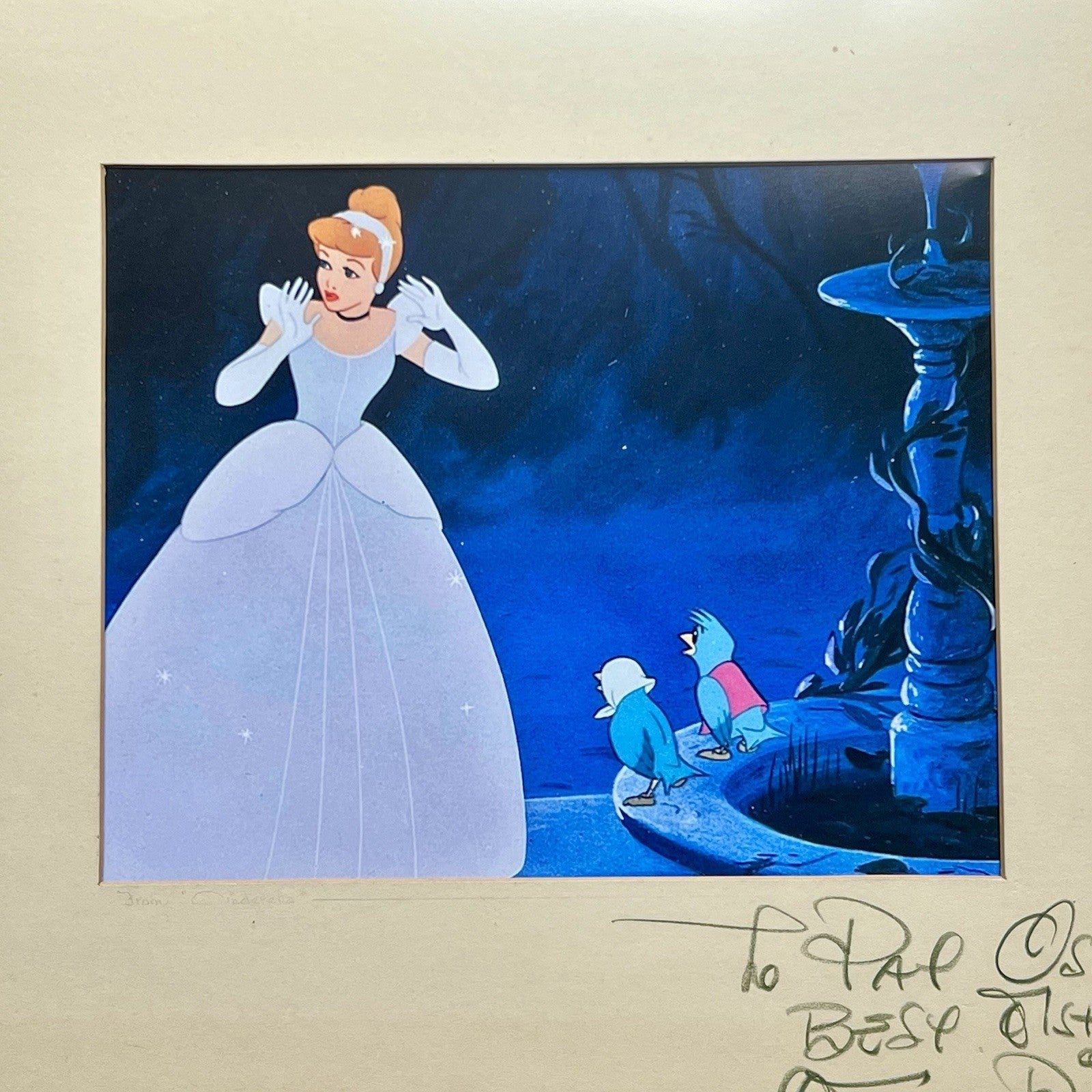 WALT DISNEY * PSA * Cinderella Signed Production Mat Autograph Signature
