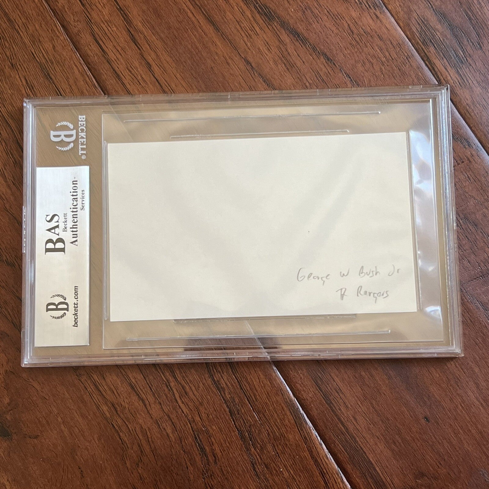 GEORGE W. BUSH * Beckett BAS * Signed Texas Rangers 3x5 Index Card Autograph