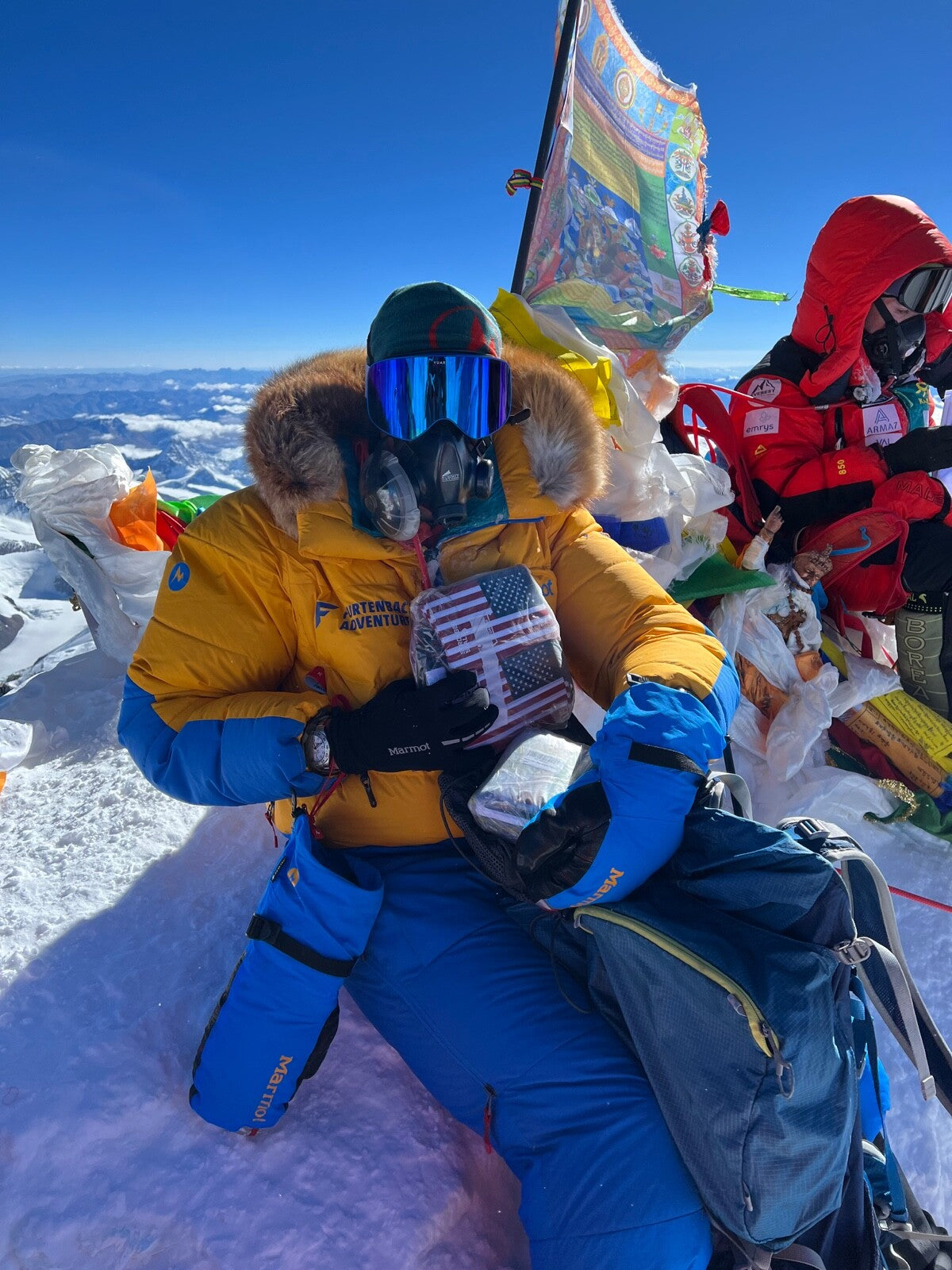 MOUNT EVEREST Genuine US Mini Flag ARTIFACT Carried to the Summit of MT 29029 FT