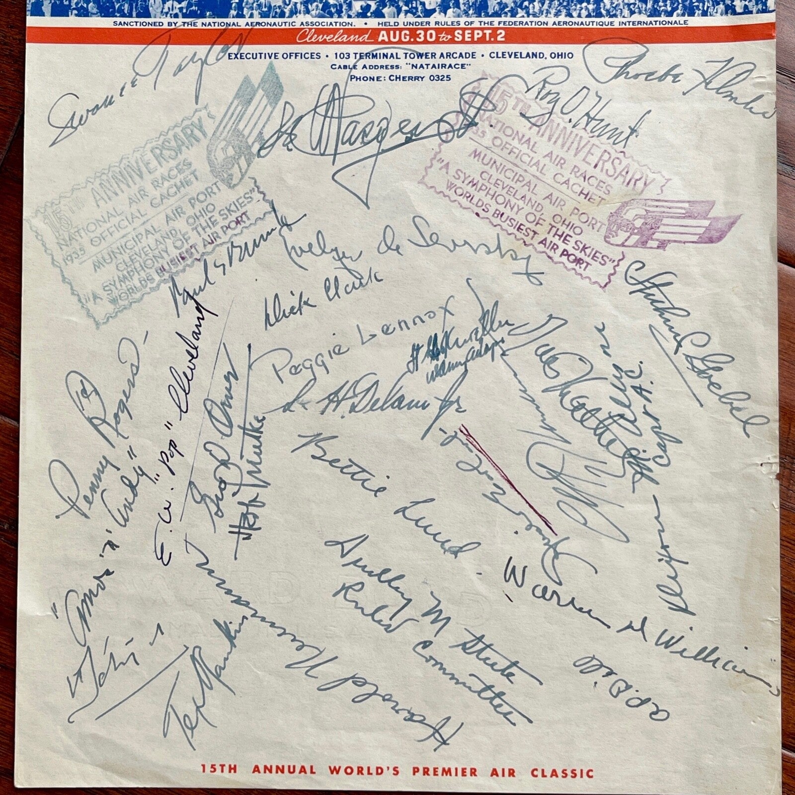 AMELIA EARHART * PSA/DNA * Autograph 1935 NATIONAL AIR RACES  Stationery SIGNED