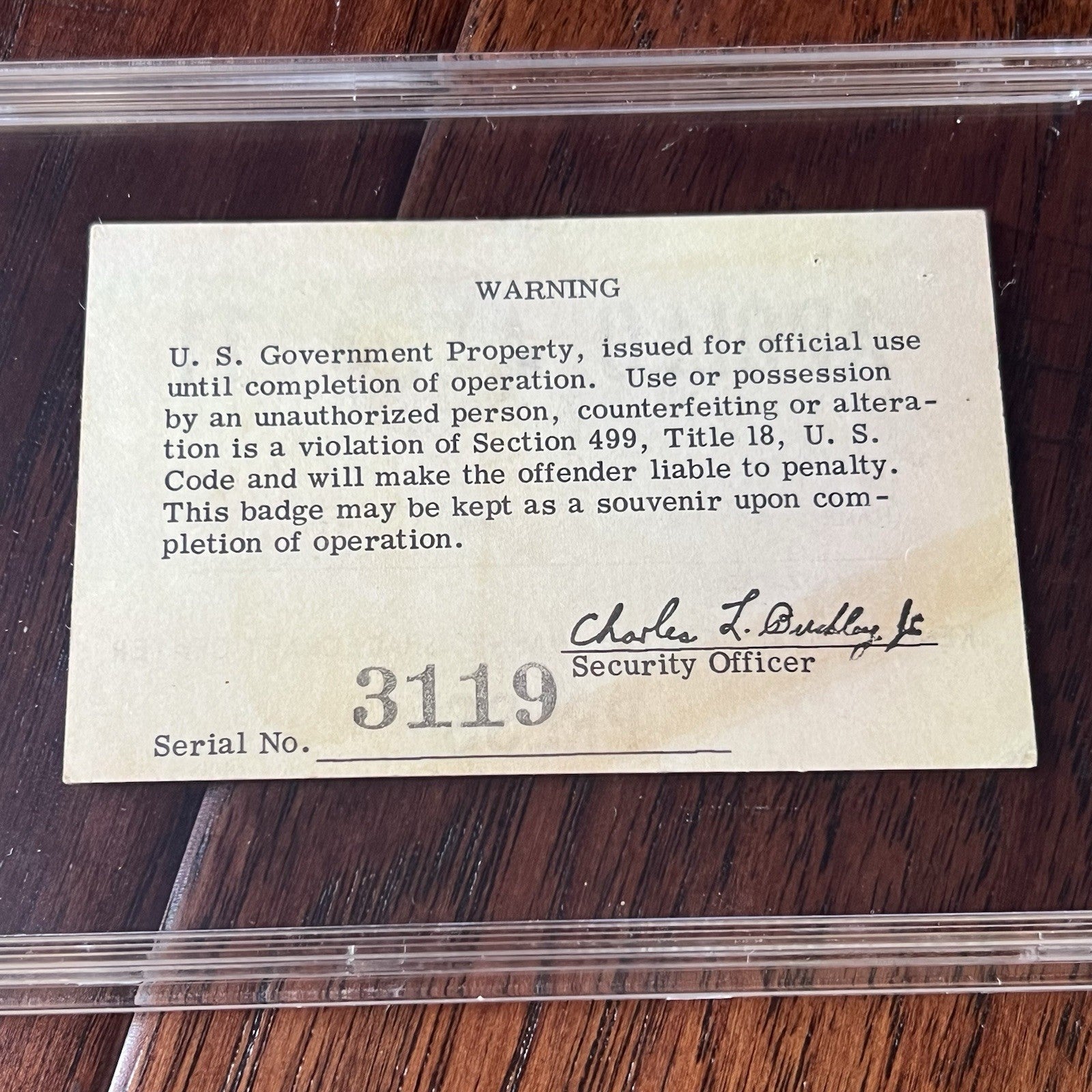 APOLLO 11 * PSA * NASA PRESS PASS Badge 1969 Moon Landing * POP 1