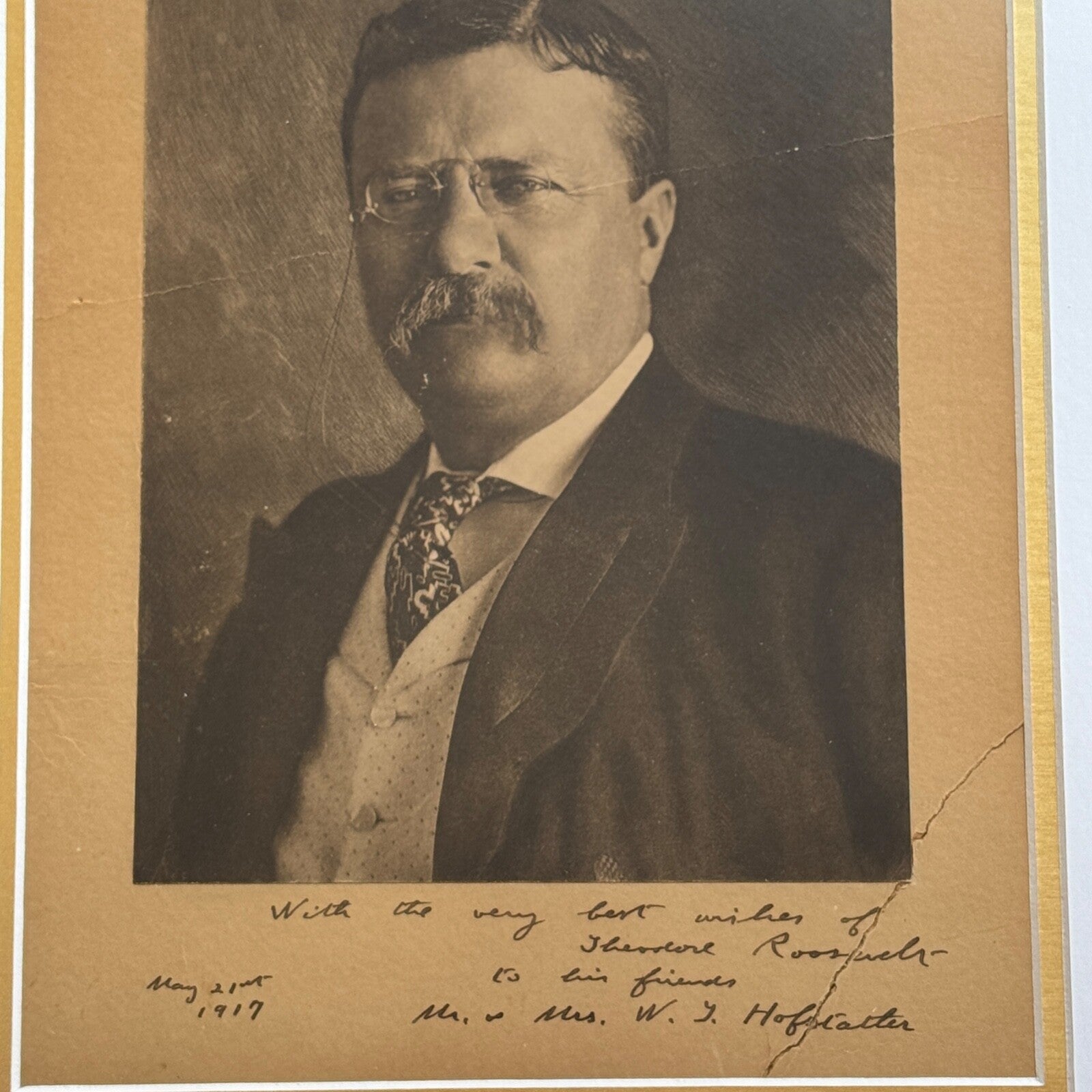 THEODORE ROOSEVELT * PSA/DNA * Autograph Portrait Photo Signed * 1917 Framed