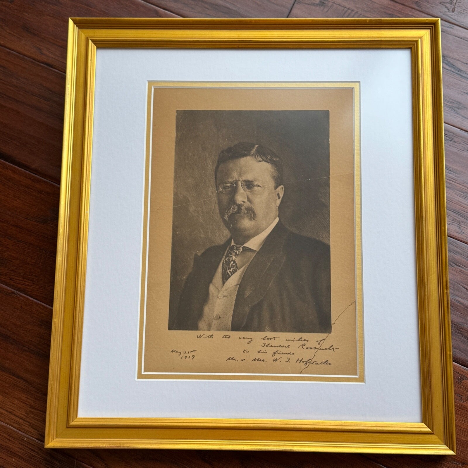 THEODORE ROOSEVELT * PSA/DNA * Autograph Portrait Photo Signed * 1917 Framed