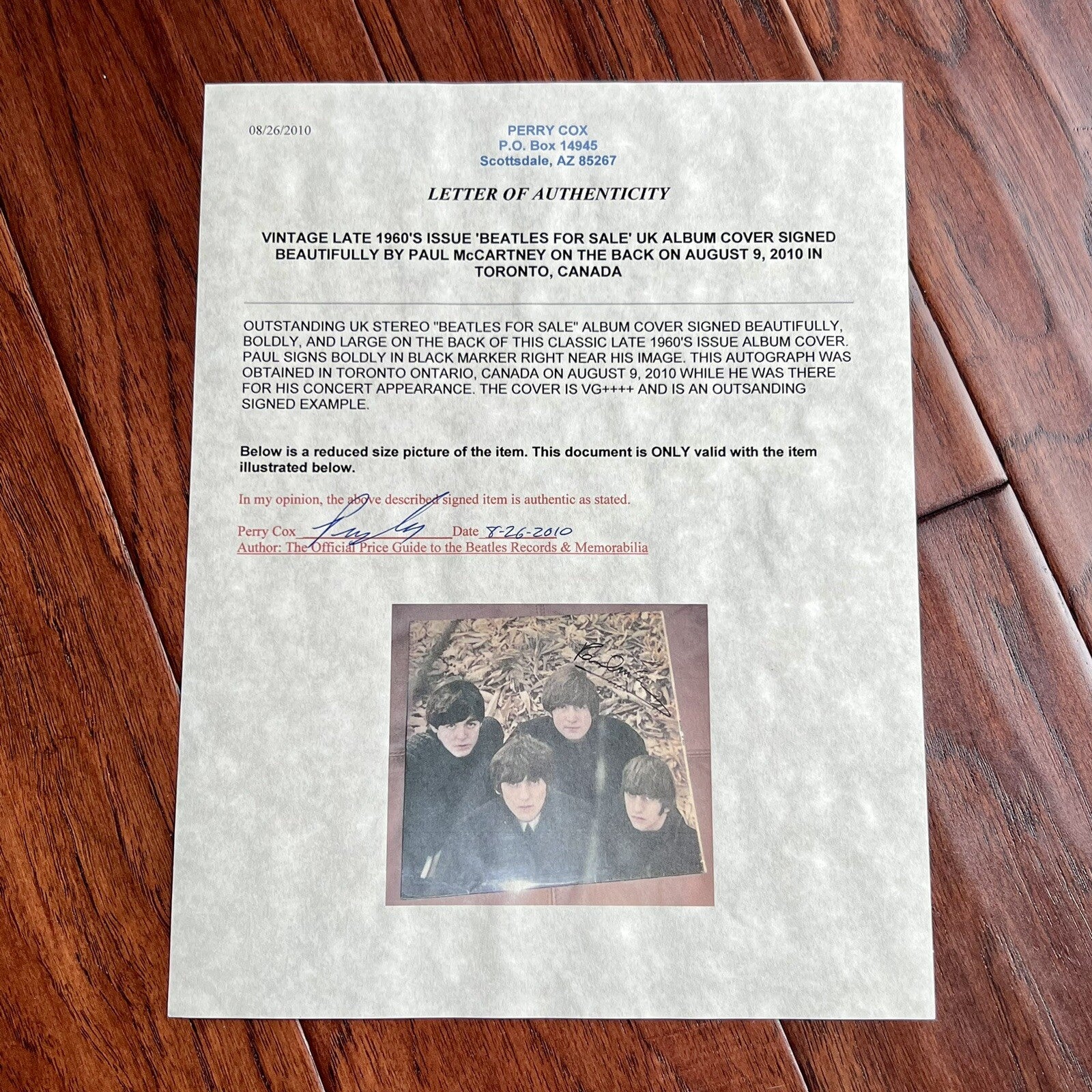 PAUL McCARTNEY * Beckett Autograph BEATLES FOR SALE LP Album Signed * Perry Cox