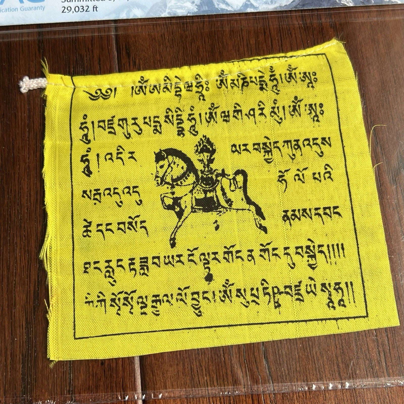 MOUNT EVEREST * CAG * GENUINE PRAYER FLAG ARTIFACT CARRIED TO SUMMIT 29029 FT