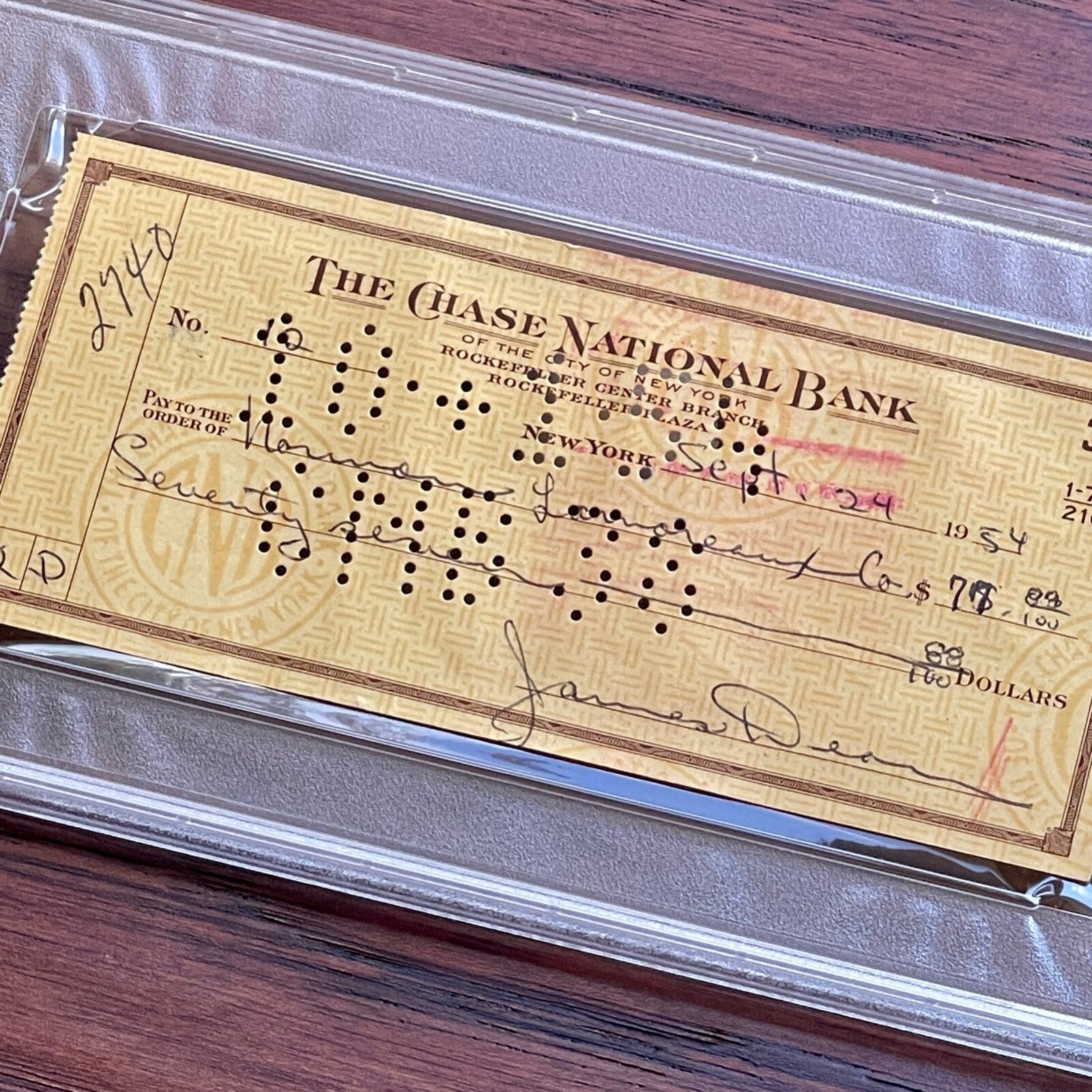 JAMES DEAN * PSA/DNA *  1954 AUTOGRAPH Bank Check SIGNED * Rebel Without a Cause