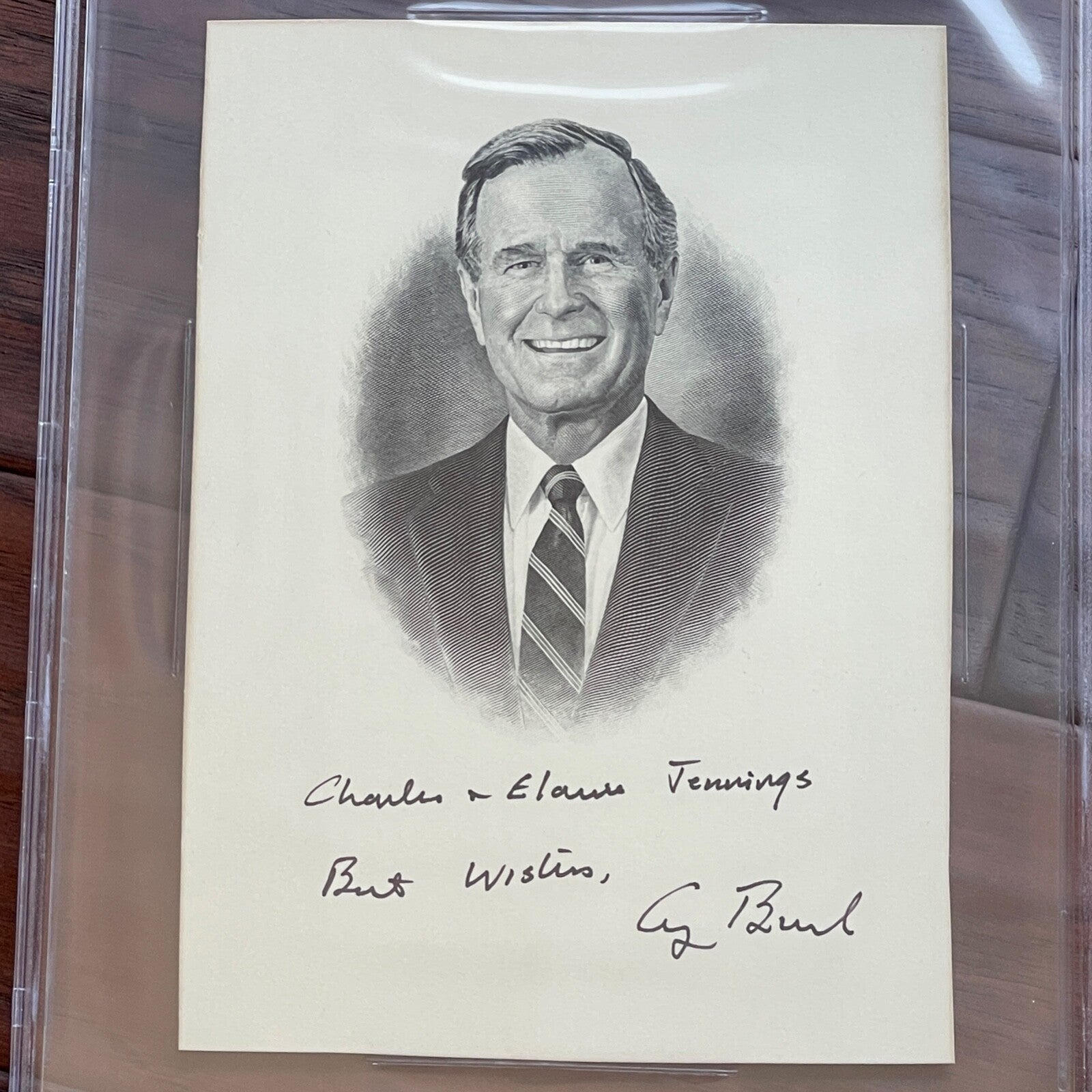 George HW Bush * BAS * Autograph Presidential Portrait BEP Engraving Signed