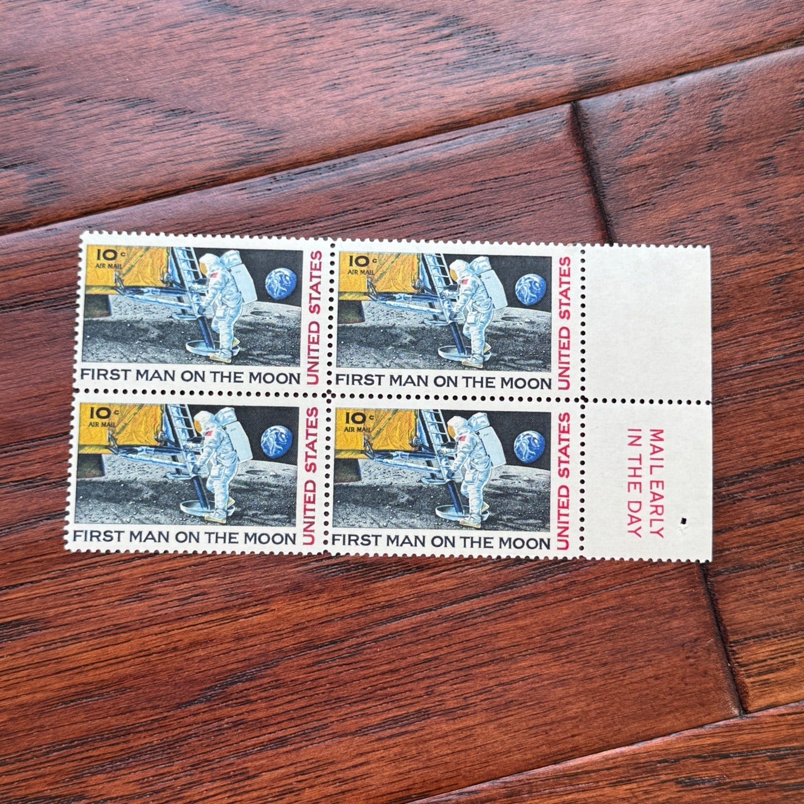 SALLY RIDE * Ride Estate Signed COA * Her Owned FIRST MAN ON MOON Stamp Block