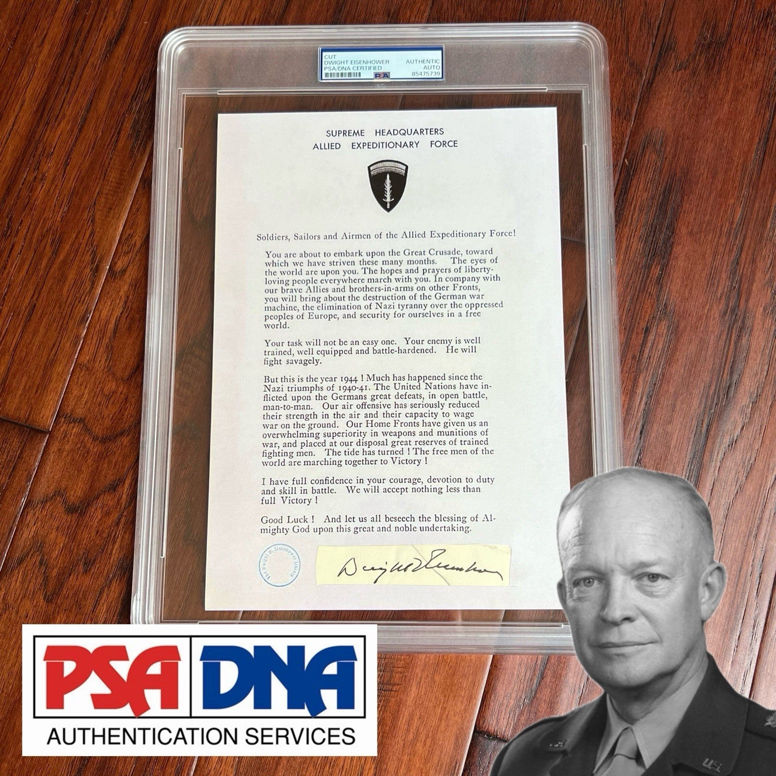 DWIGHT D. EISENHOWER * PSA * Autograph Custom Card D Day Orders Signed * WWII
