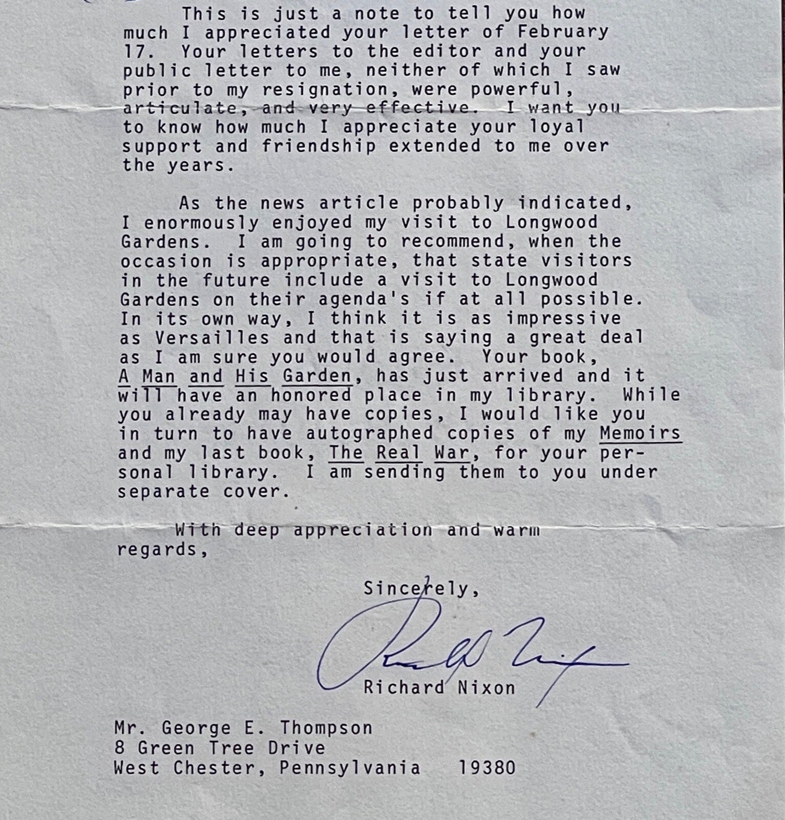 RICHARD NIXON * PSA/DNA Autograph Letter on RESIGNATION & MEMOIRS Signed * 1981
