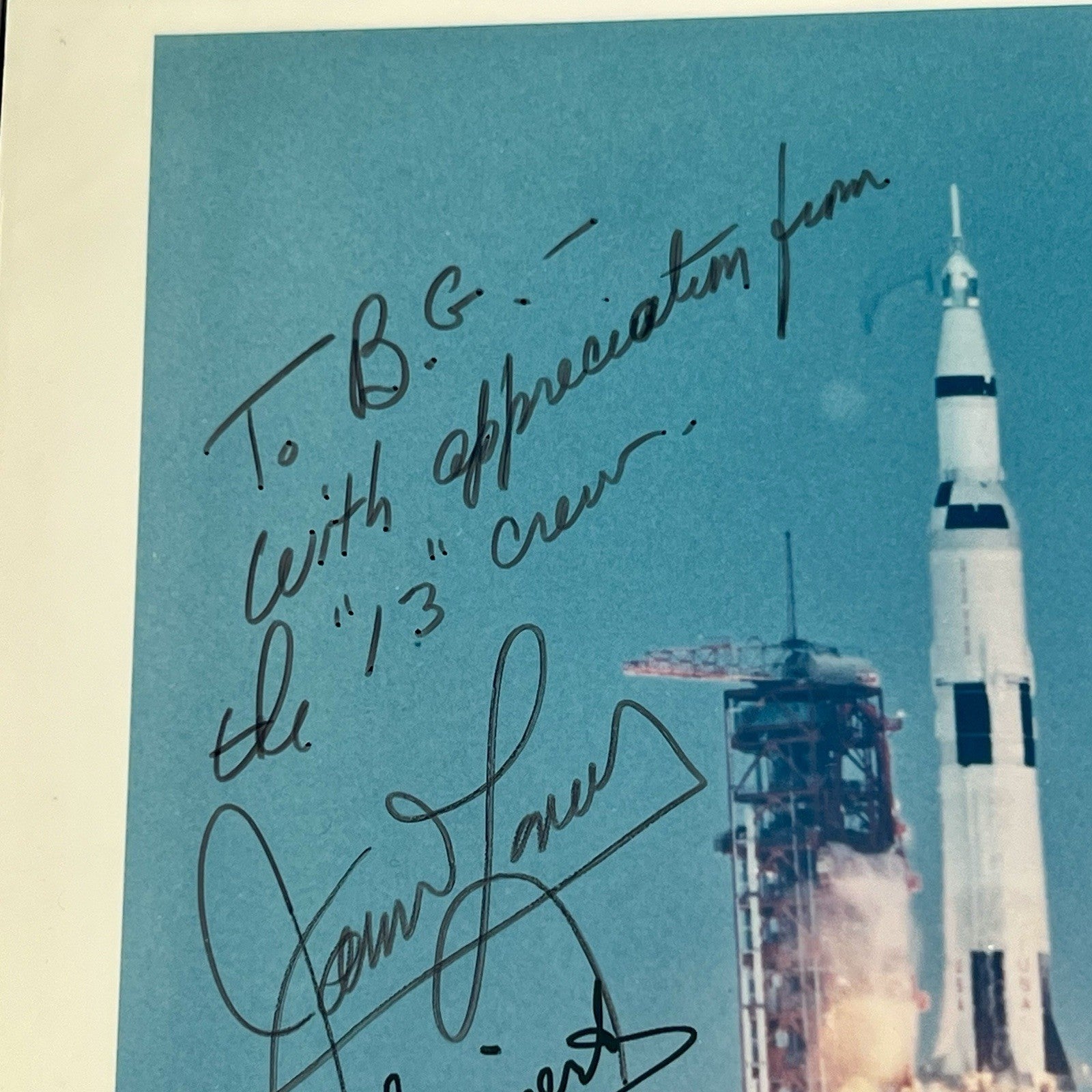 APOLLO 13 * PSA * Crew AUTOGRAPH Launch Photo SIGNED * LOVELL HAISE JACK SWIGERT