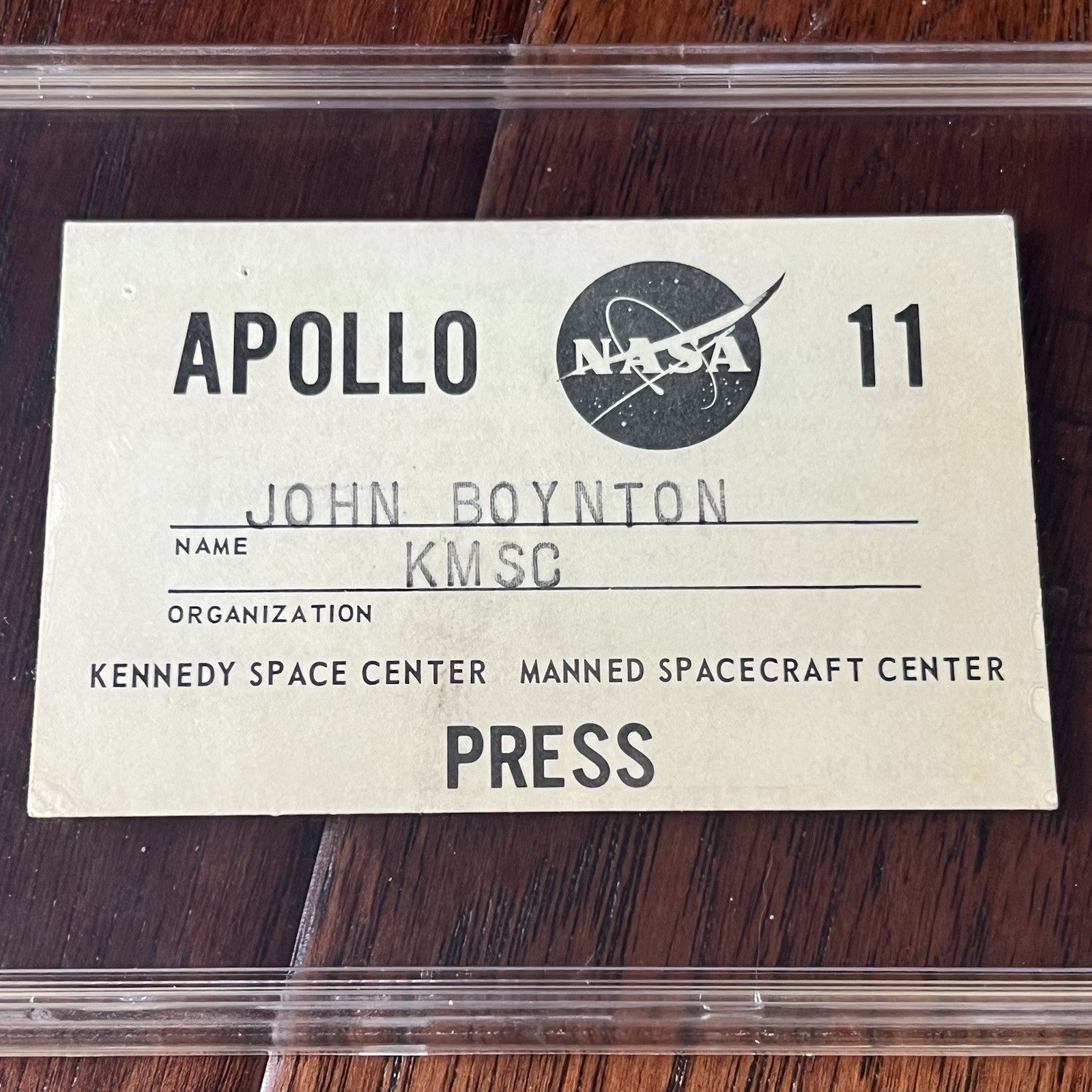 APOLLO 11 * PSA * NASA PRESS PASS Badge 1969 Moon Landing * POP 1
